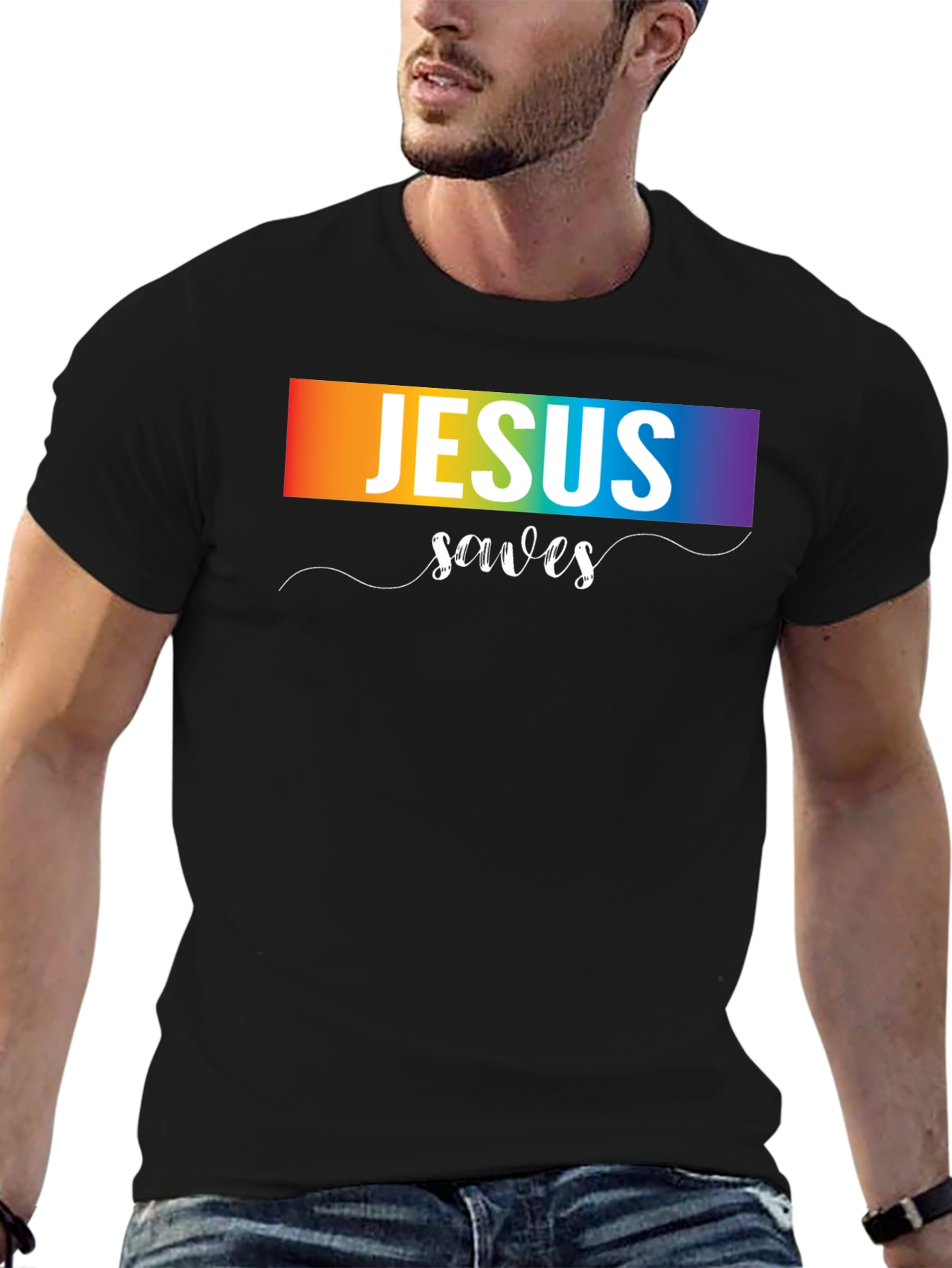 Jesus Saves Rainbow T-Shirt