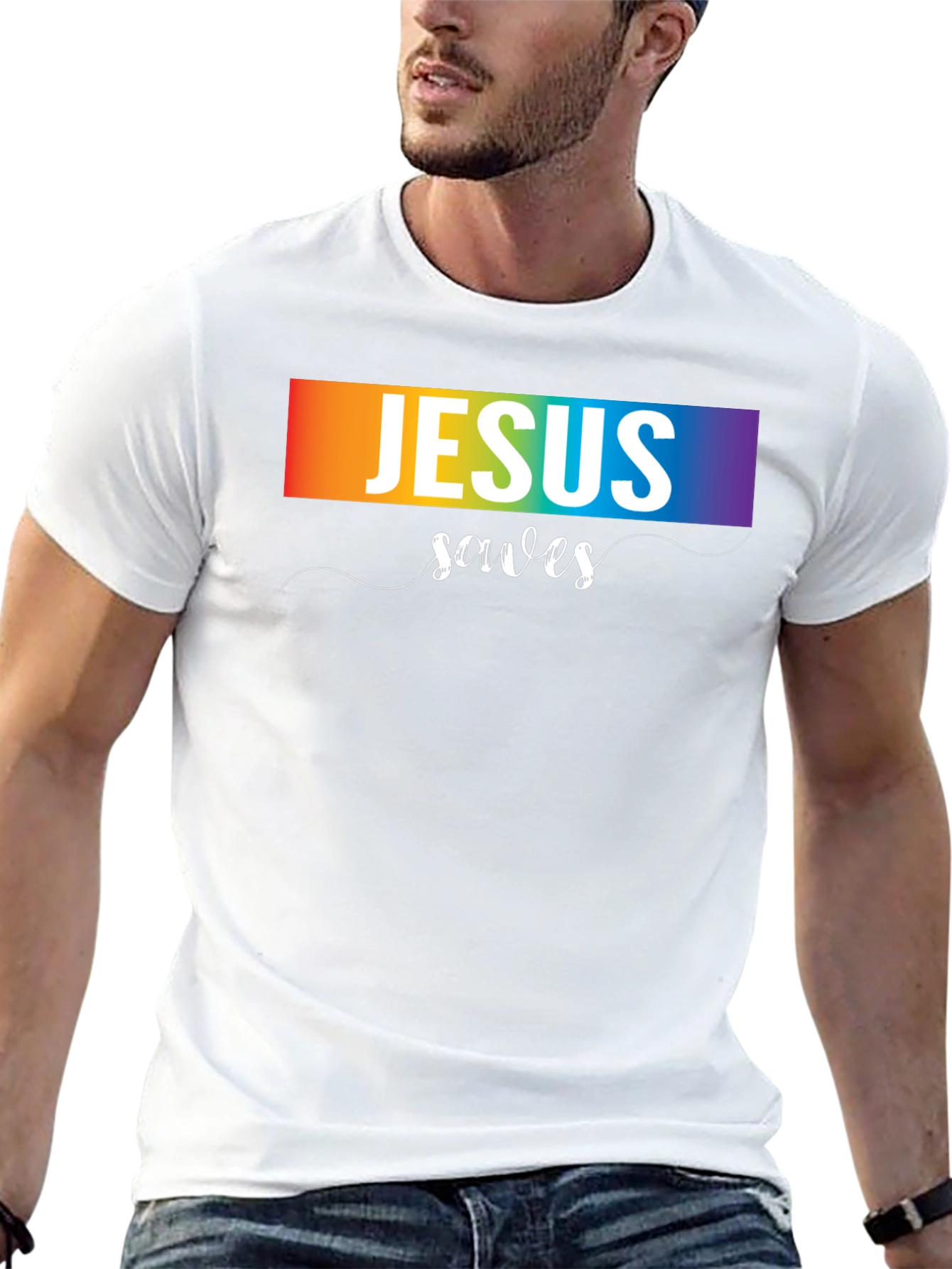 Jesus Saves Rainbow T-Shirt
