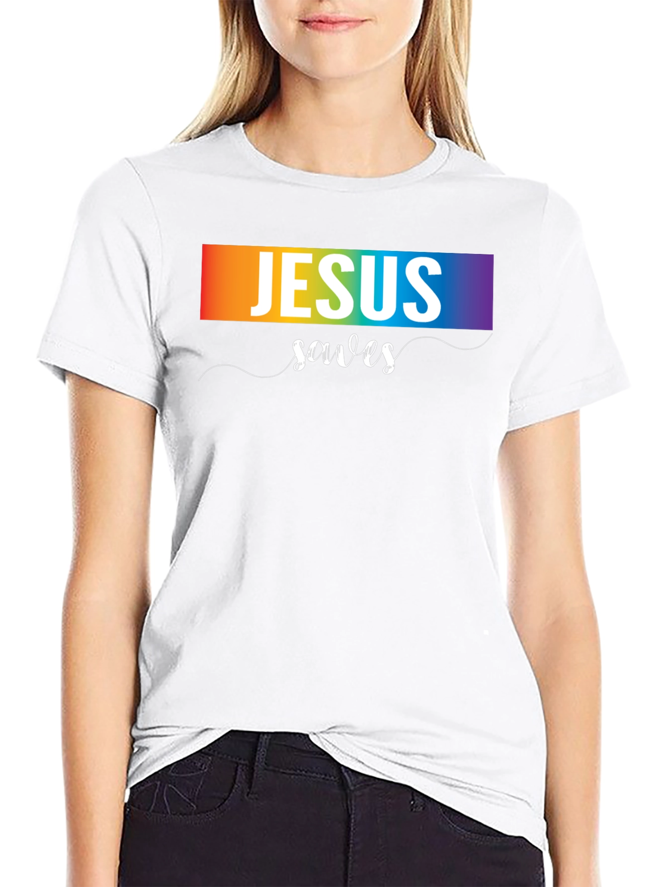 Jesus Saves Rainbow T-Shirt