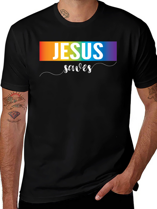 Jesus Saves Rainbow T-Shirt