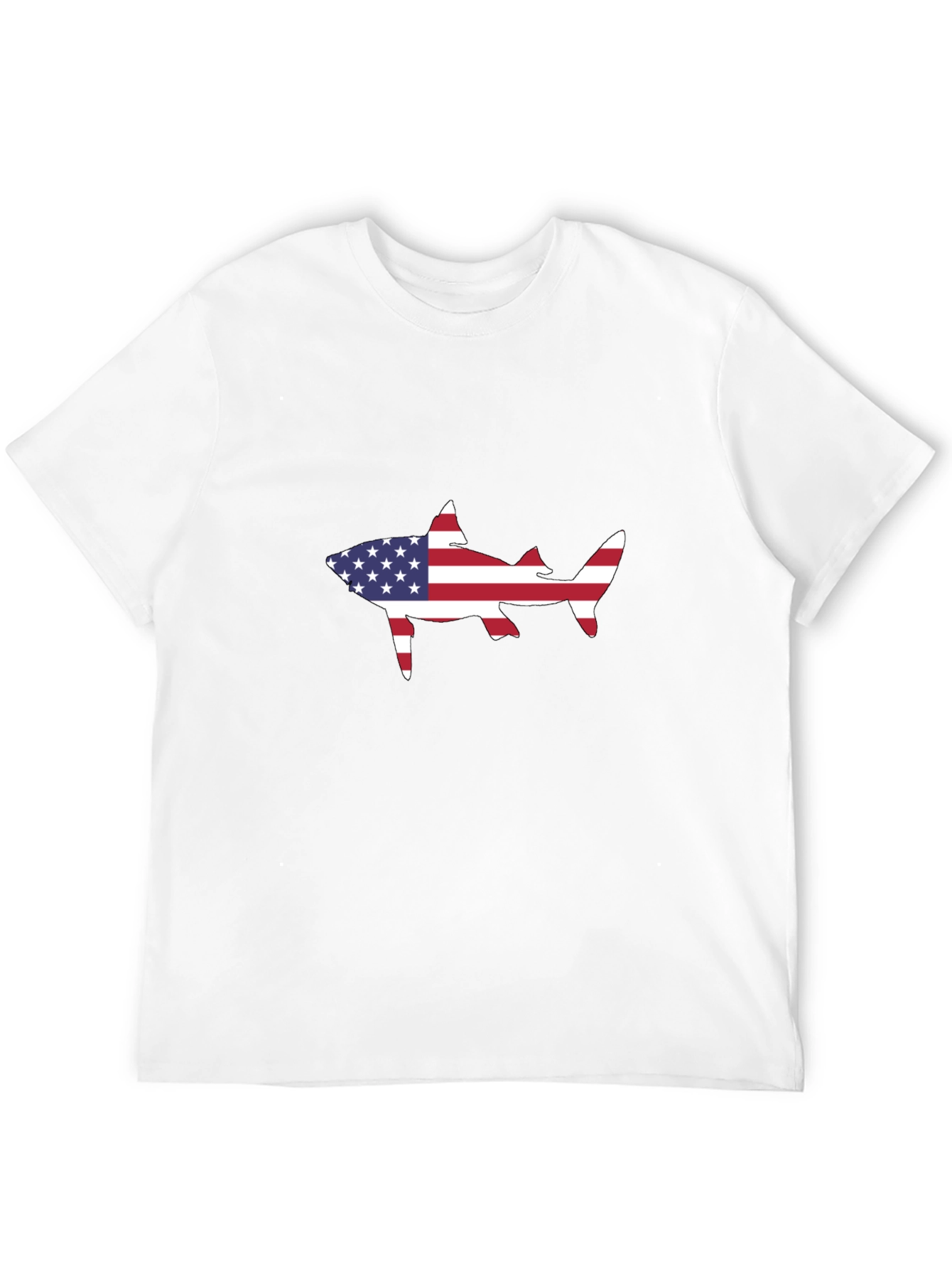 American Flag Shark Black T-Shirt