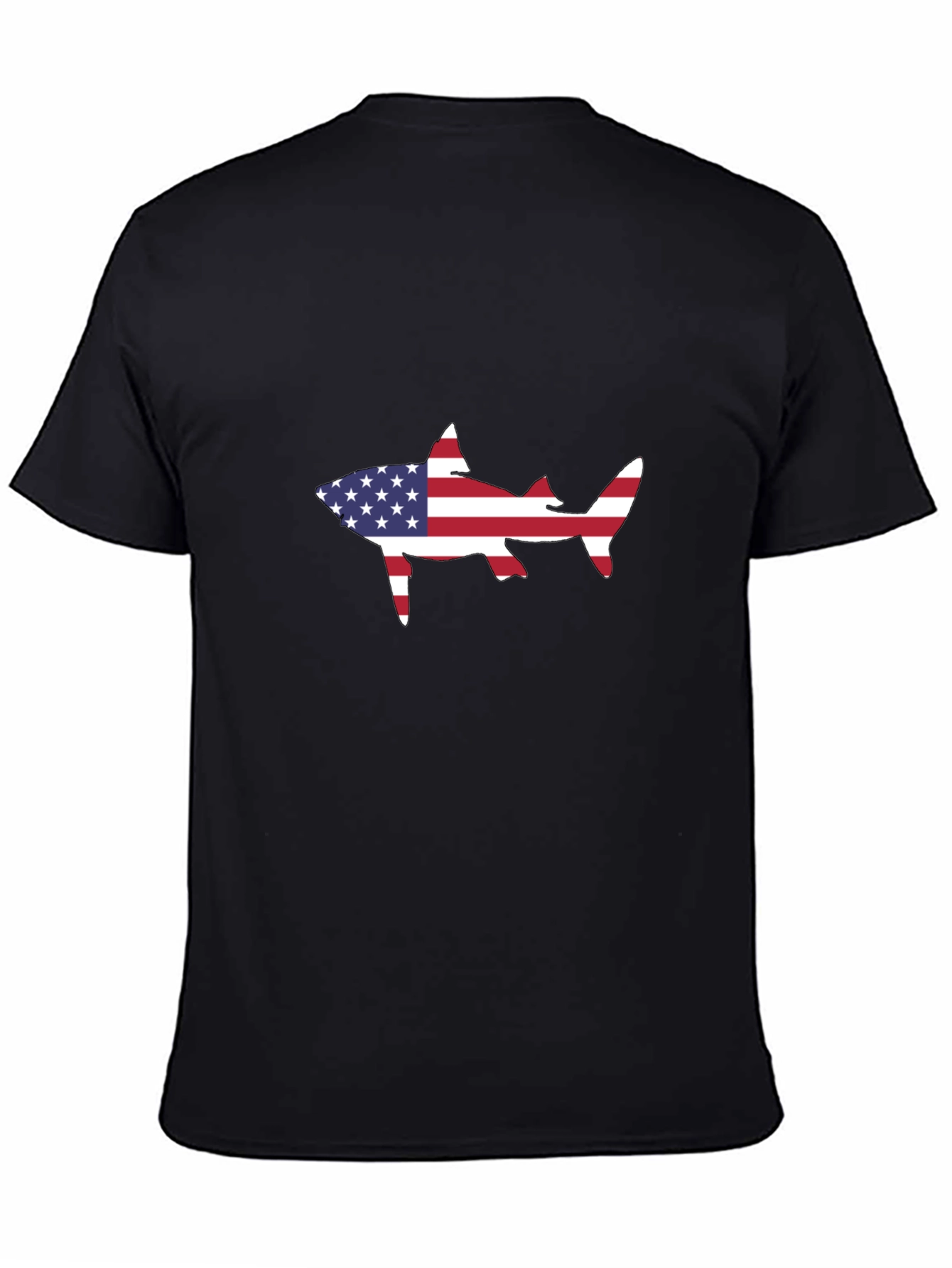 American Flag Shark Black T-Shirt