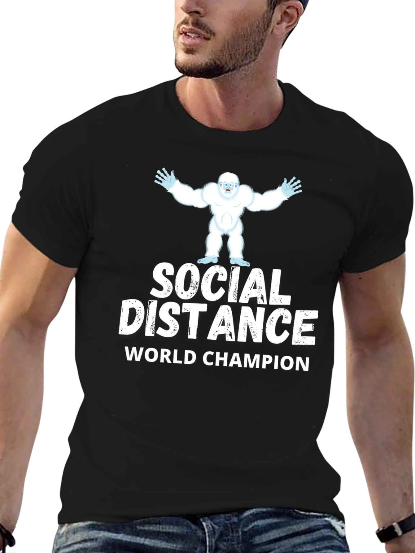 Social Distance World Champion Yeti Black T-Shirt