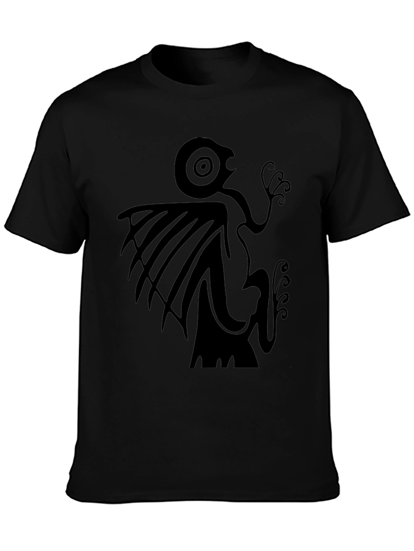 Unique Graphic Print Black Tee