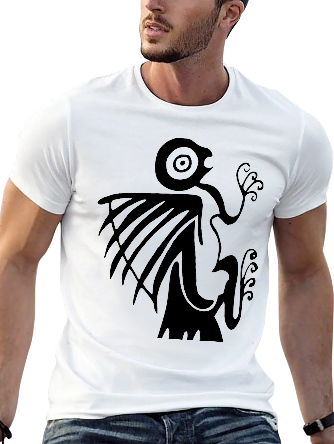 Unique Graphic Print Black Tee