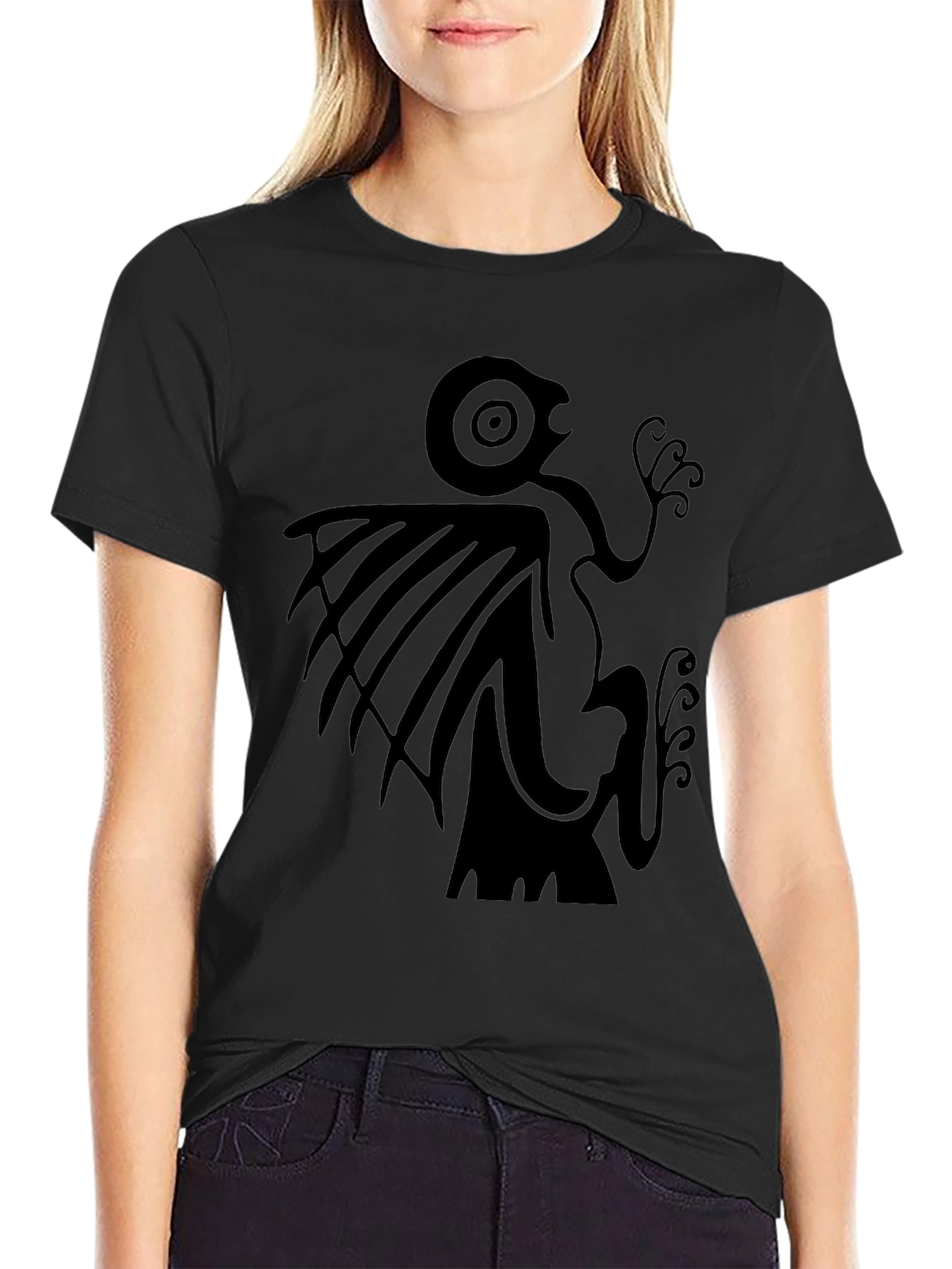Unique Graphic Print Black Tee