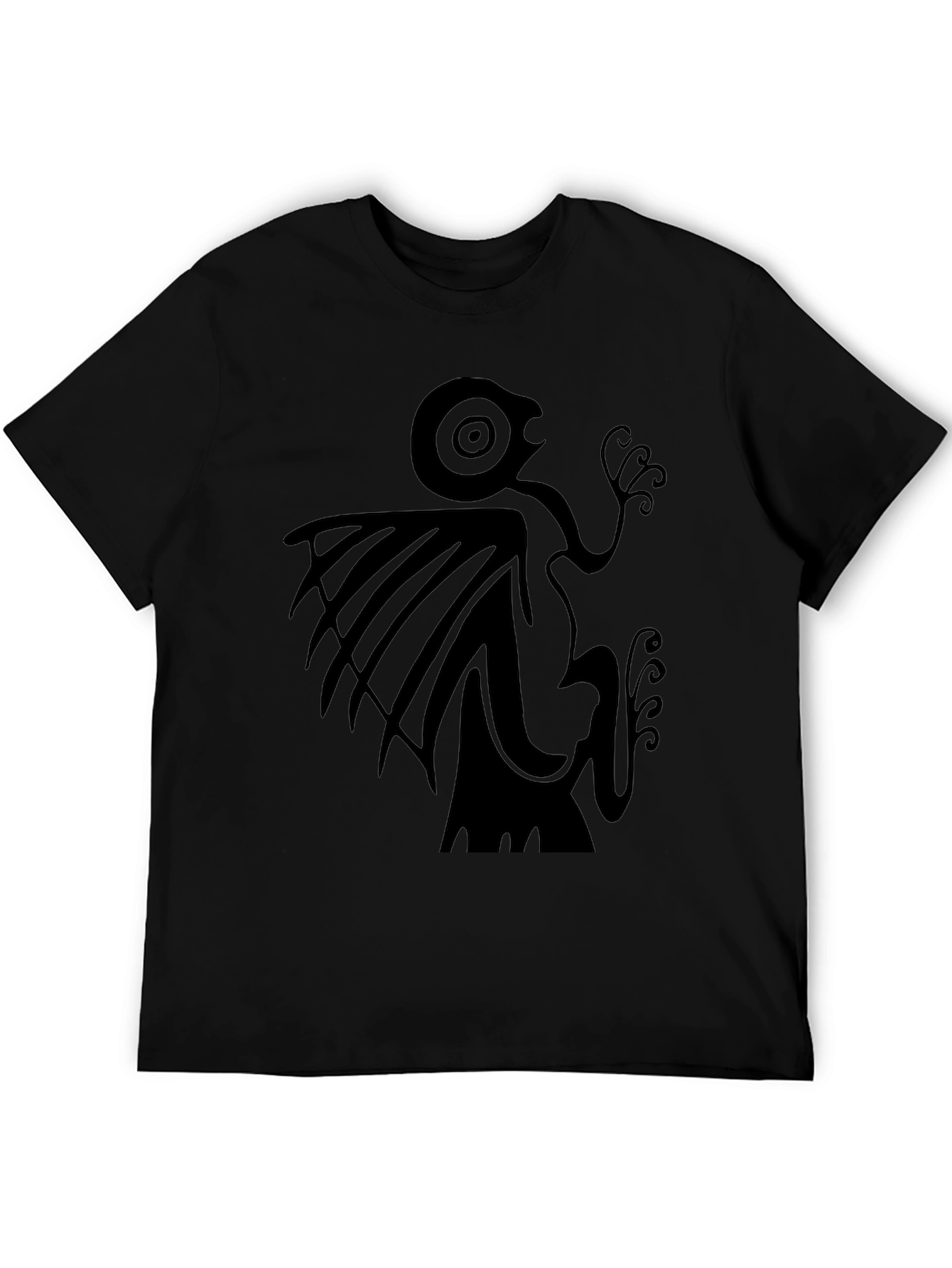 Unique Graphic Print Black Tee