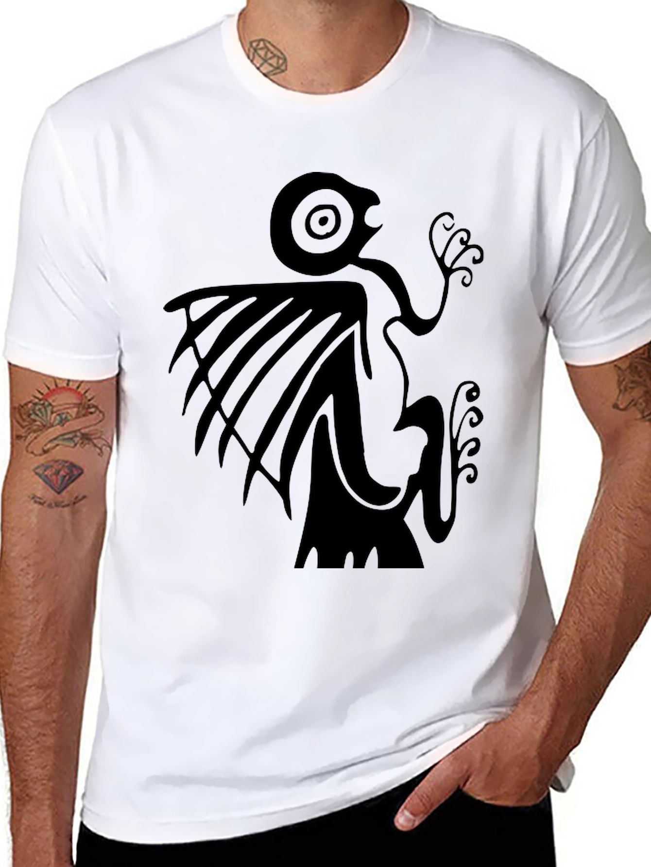 Unique Graphic Print Black Tee