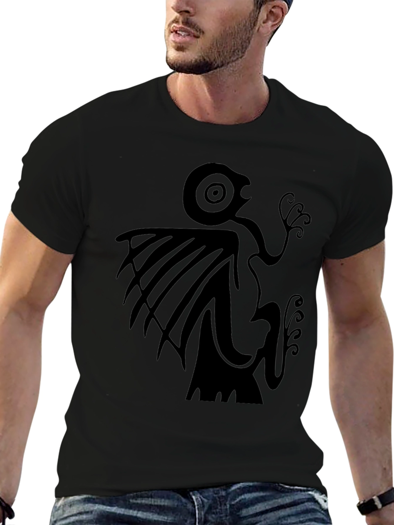 Unique Graphic Print Black Tee