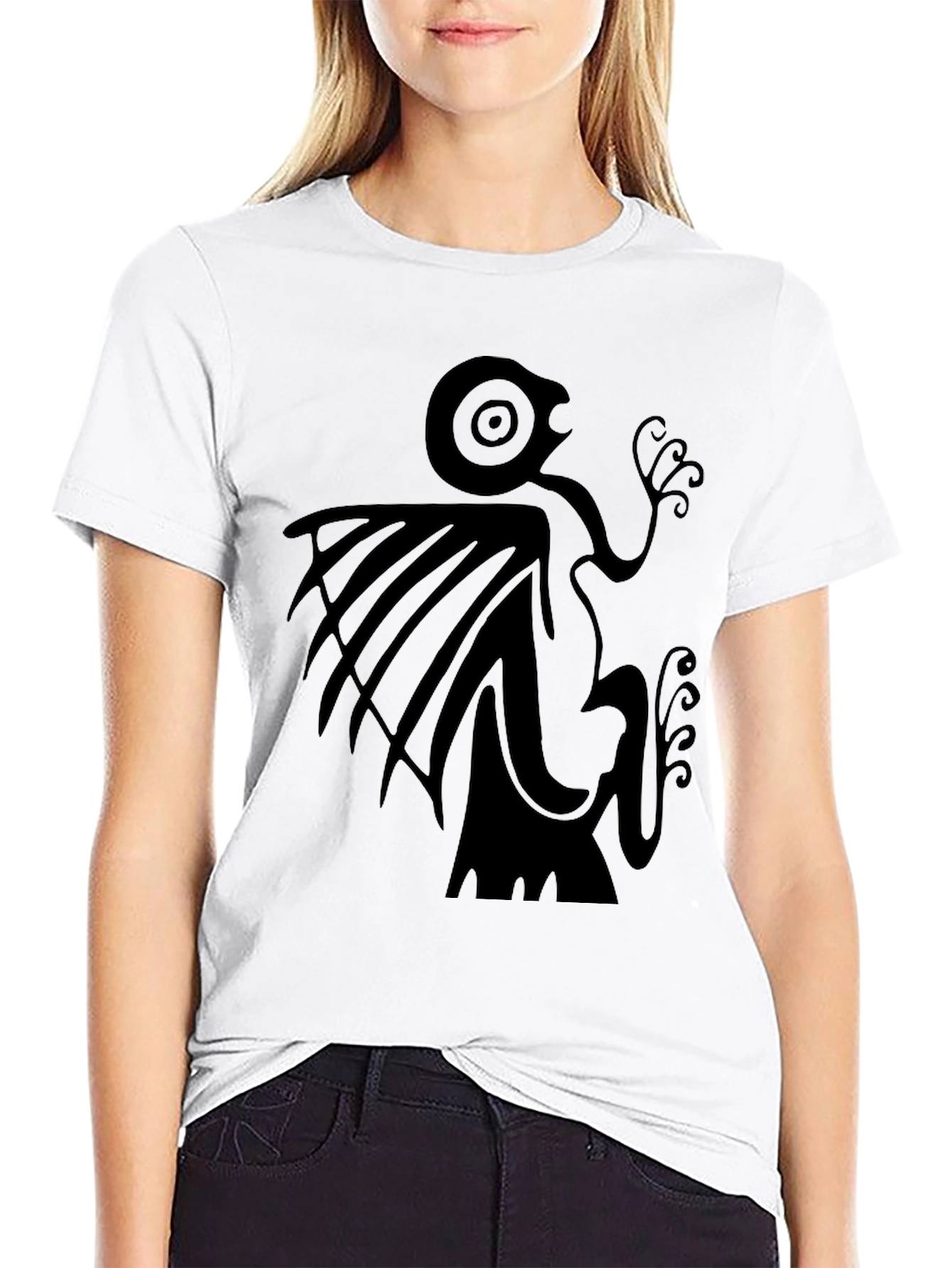 Unique Graphic Print Black Tee