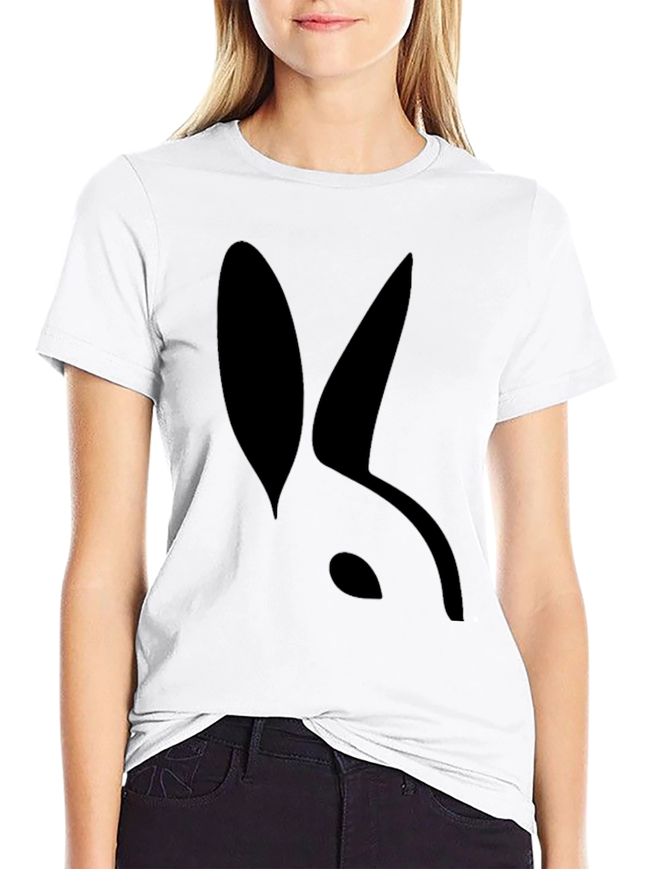 Modern Rabbit Silhouette Black T-Shirt