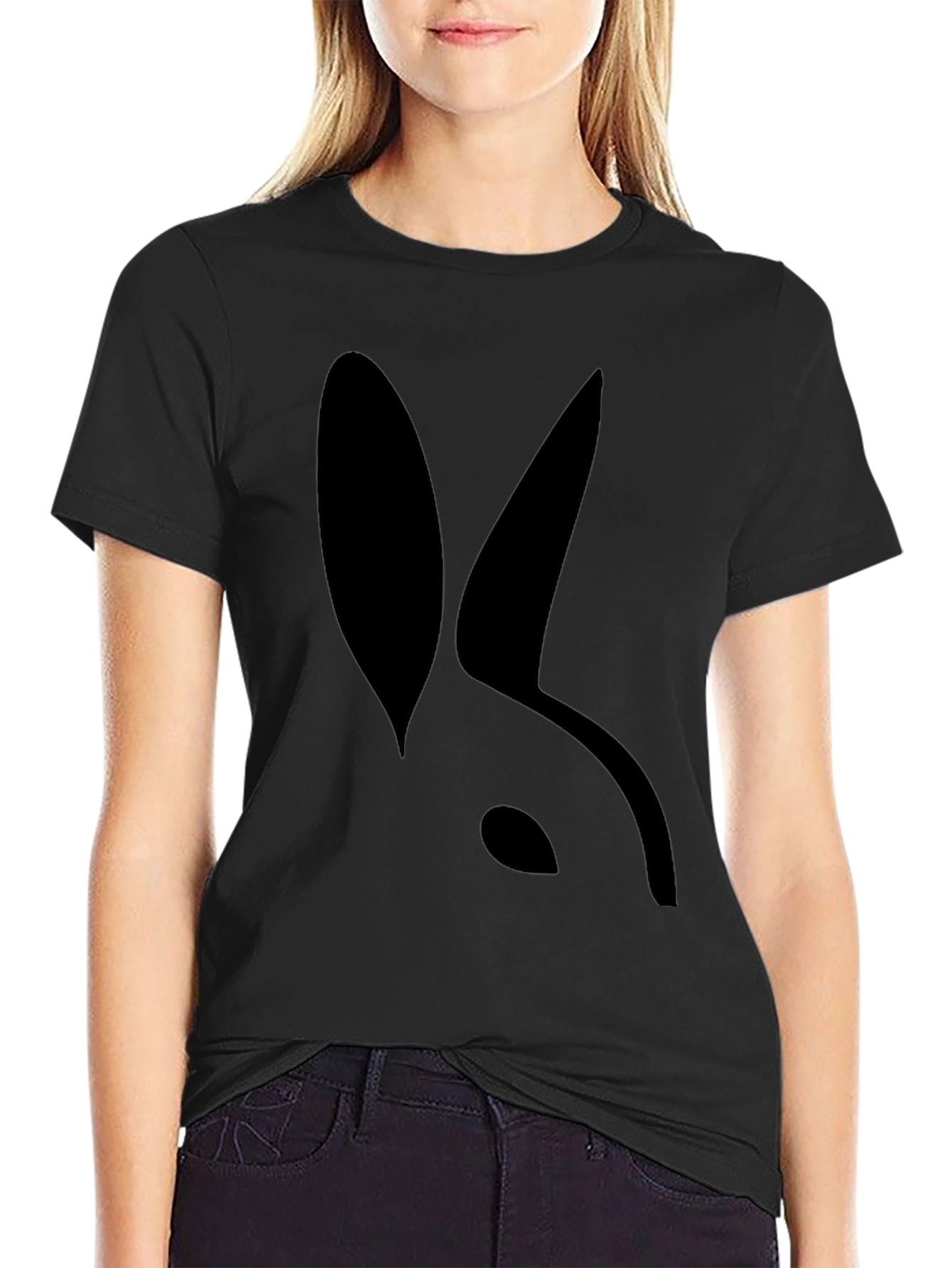 Modern Rabbit Silhouette Black T-Shirt