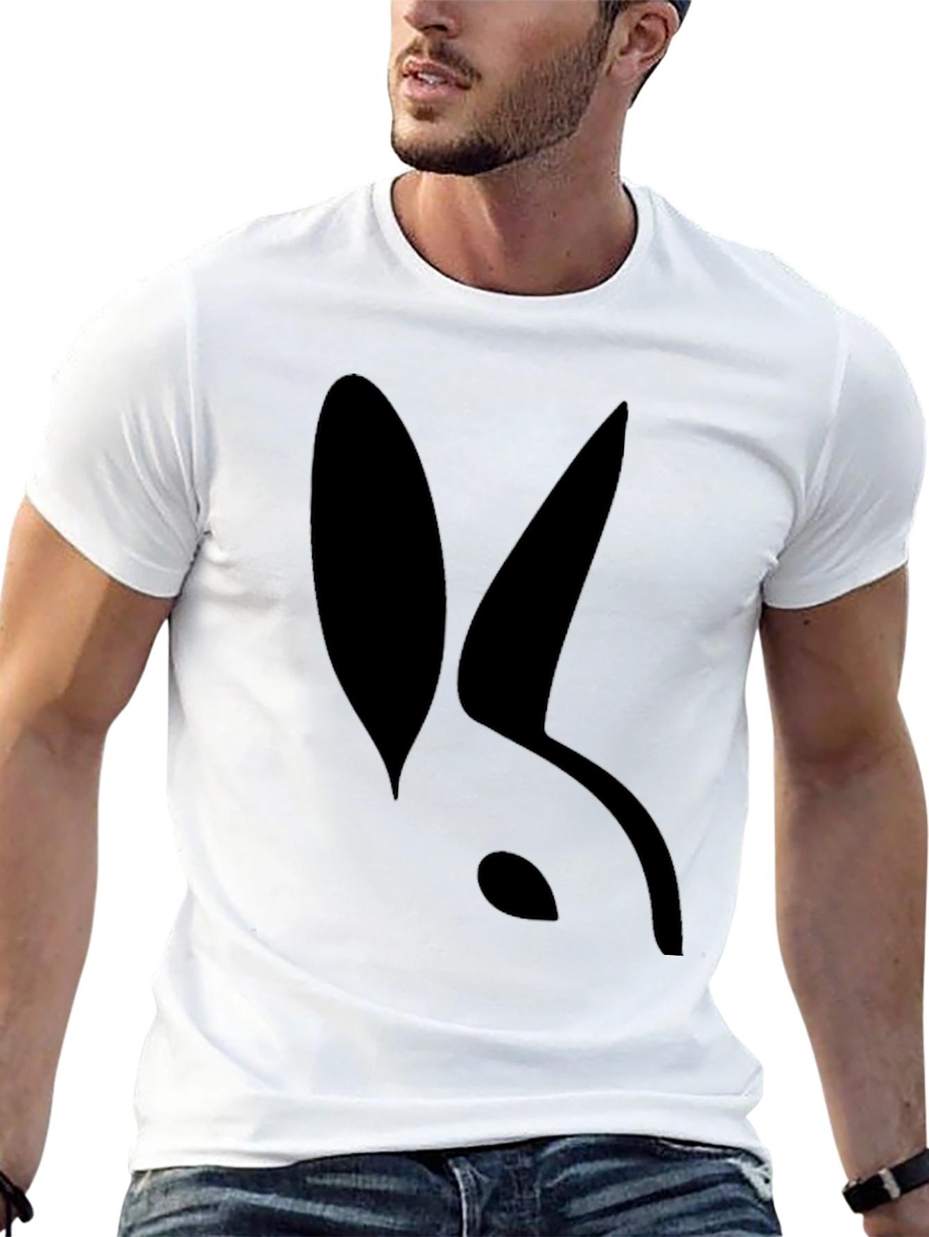 Modern Rabbit Silhouette Black T-Shirt
