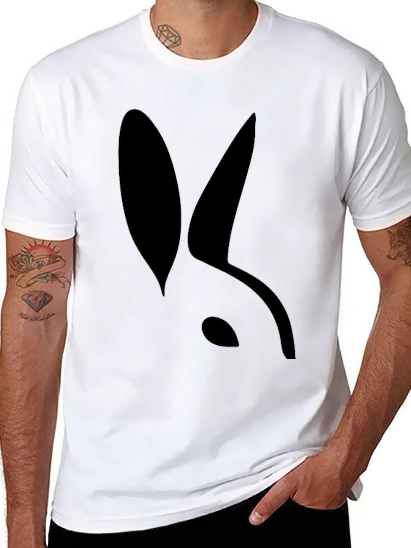 Modern Rabbit Silhouette Black T-Shirt