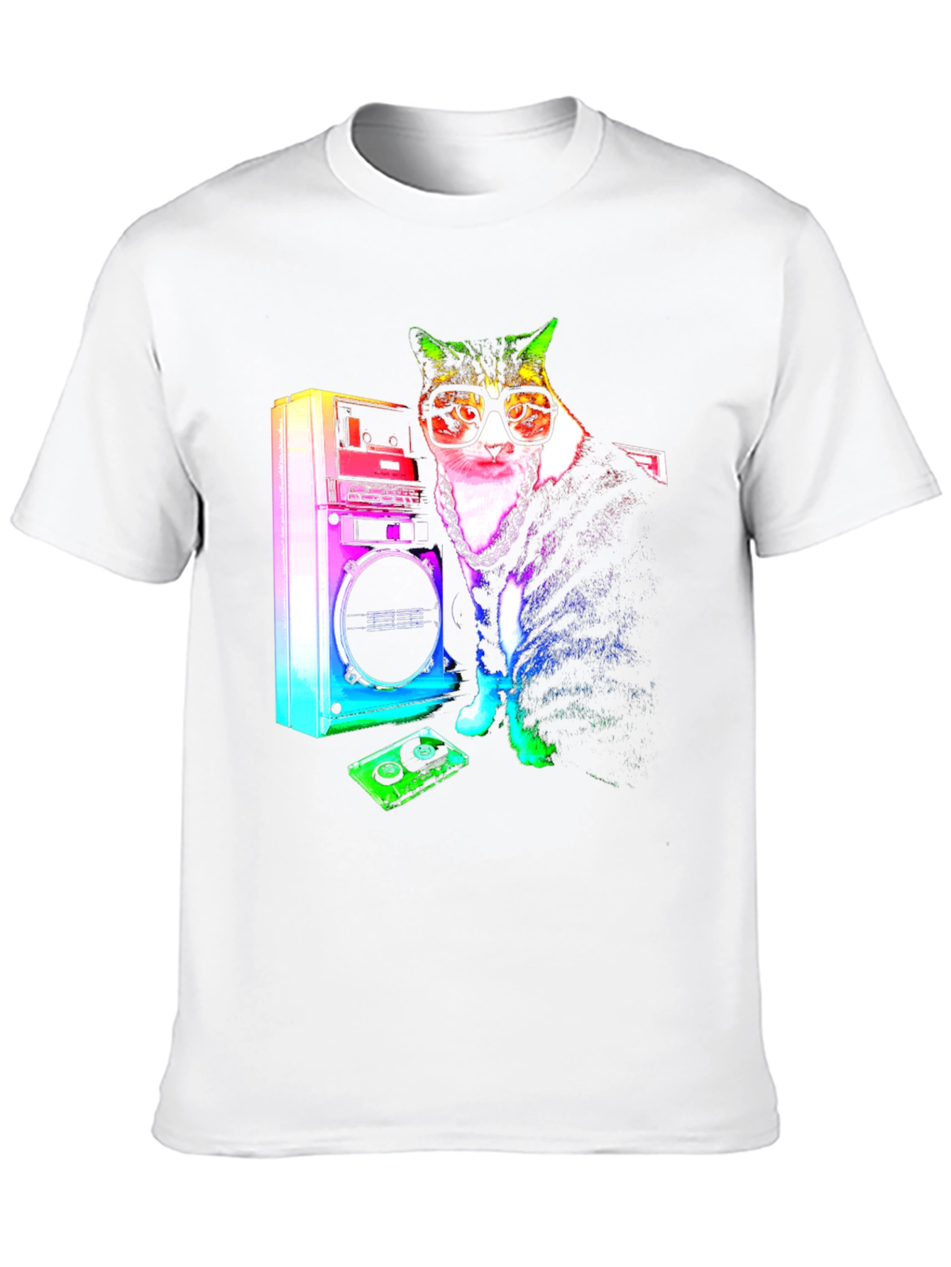 Retro Cat Boombox Graphic T-Shirt