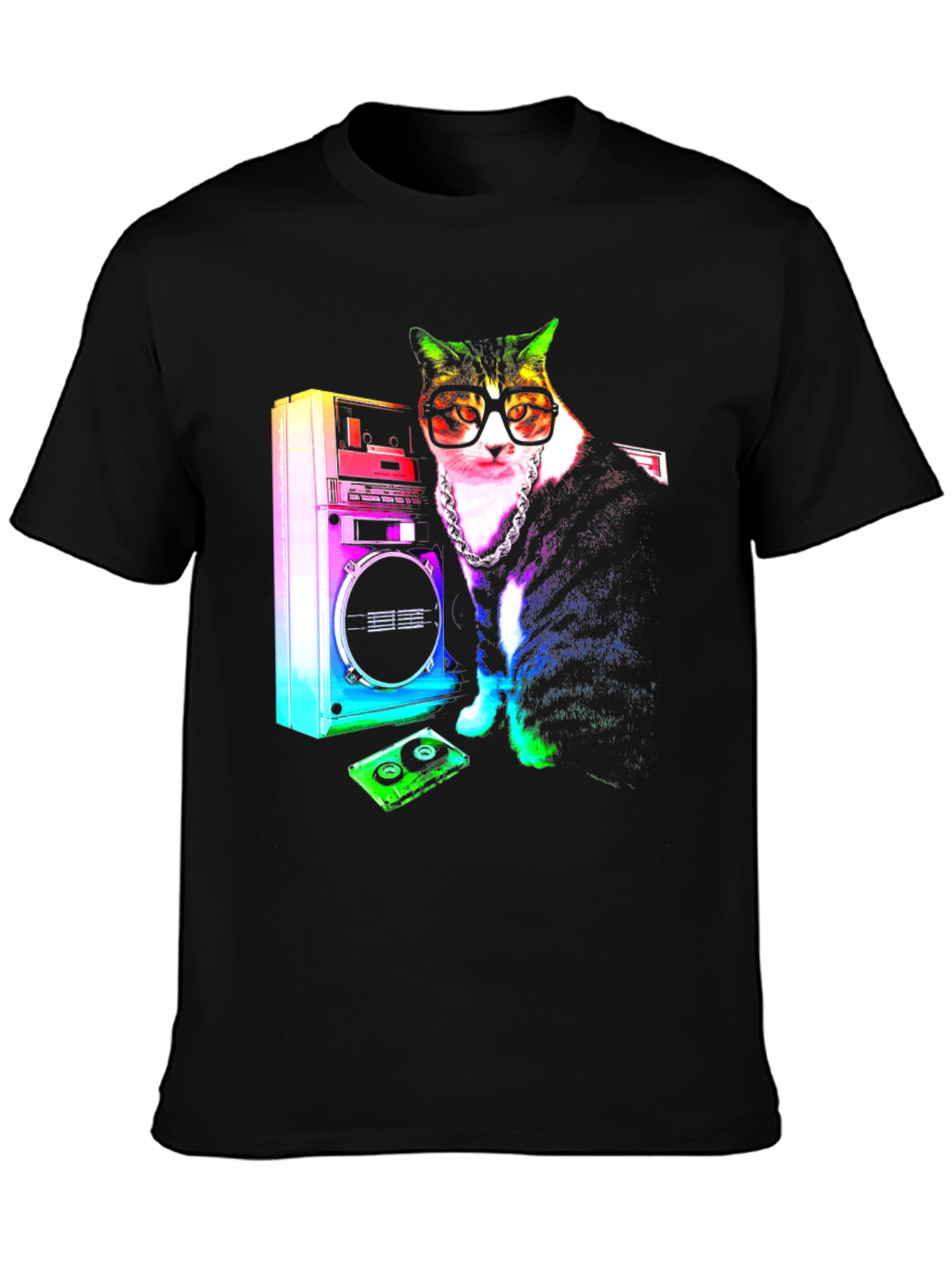 Retro Cat Boombox Graphic T-Shirt