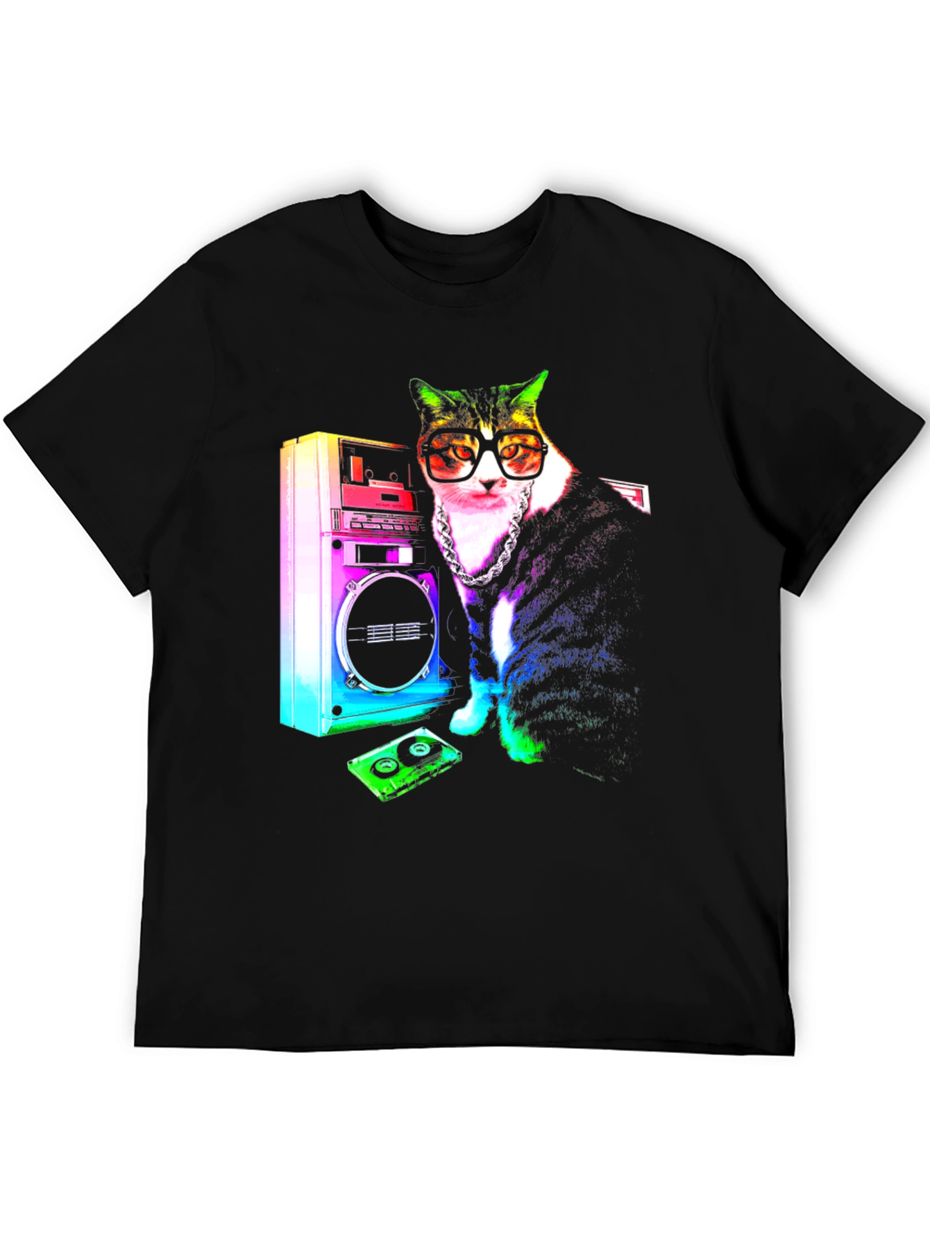 Retro Cat Boombox Graphic T-Shirt