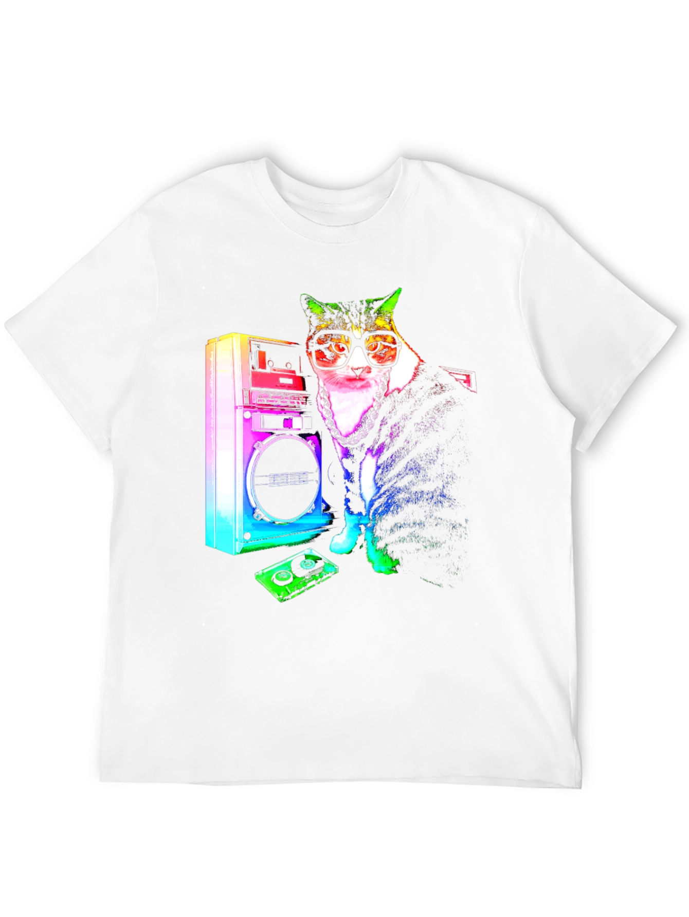 Retro Cat Boombox Graphic T-Shirt