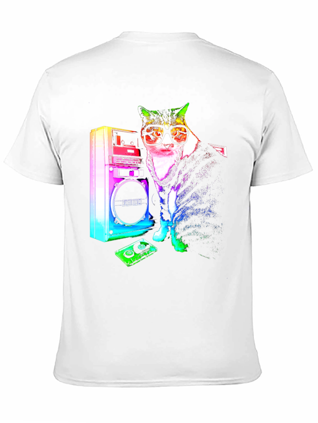 Retro Cat Boombox Graphic T-Shirt