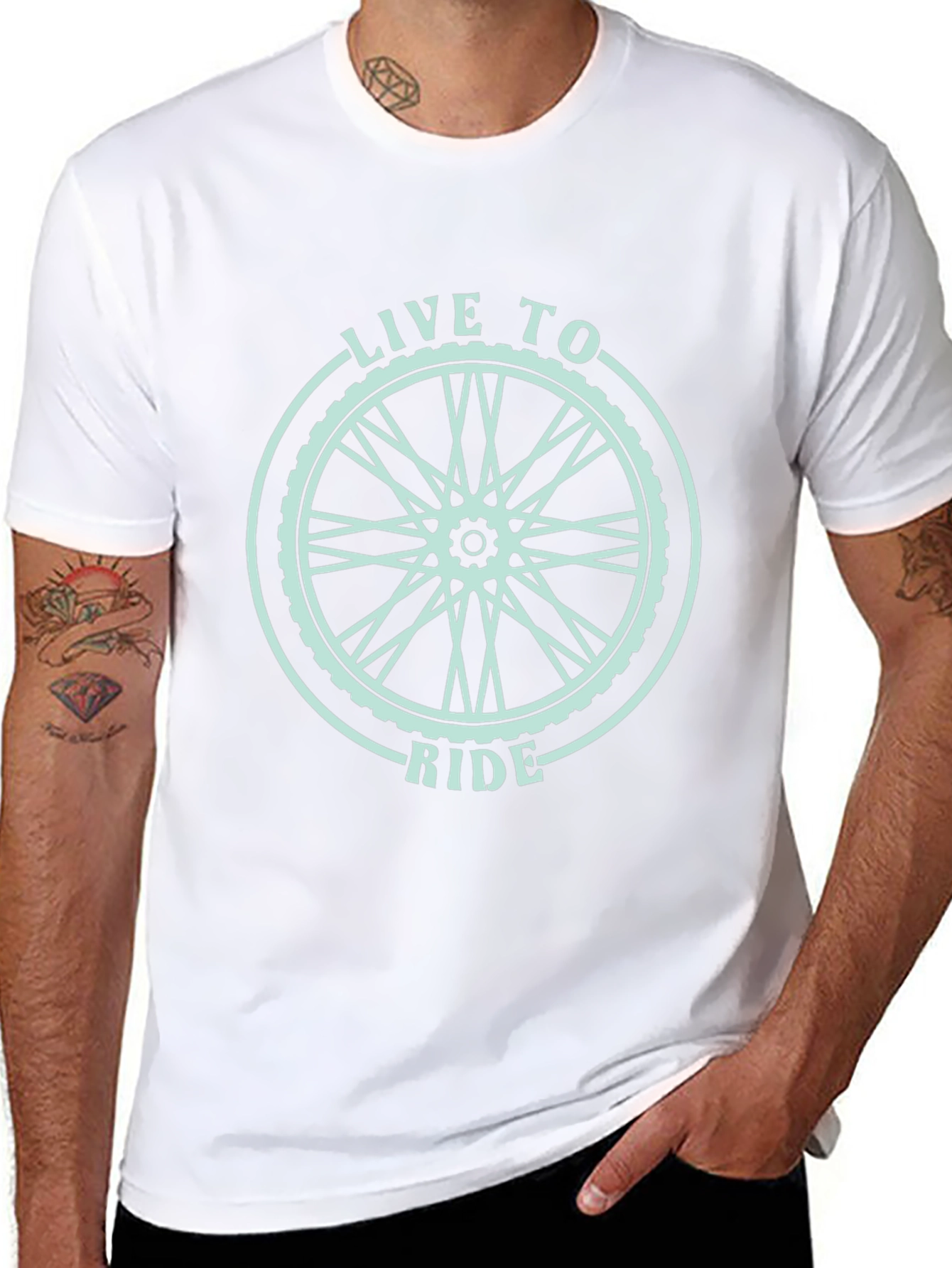 Live to Ride Bicycle Wheel Graphic T-Shirt