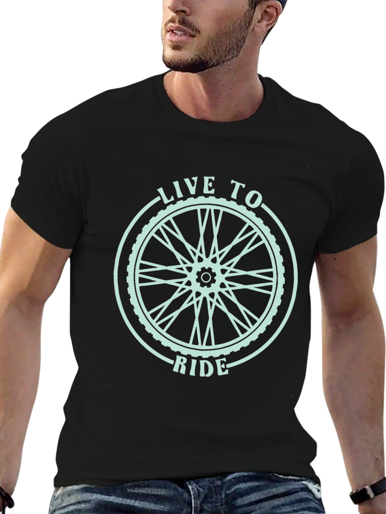 Live to Ride Bicycle Wheel Graphic T-Shirt