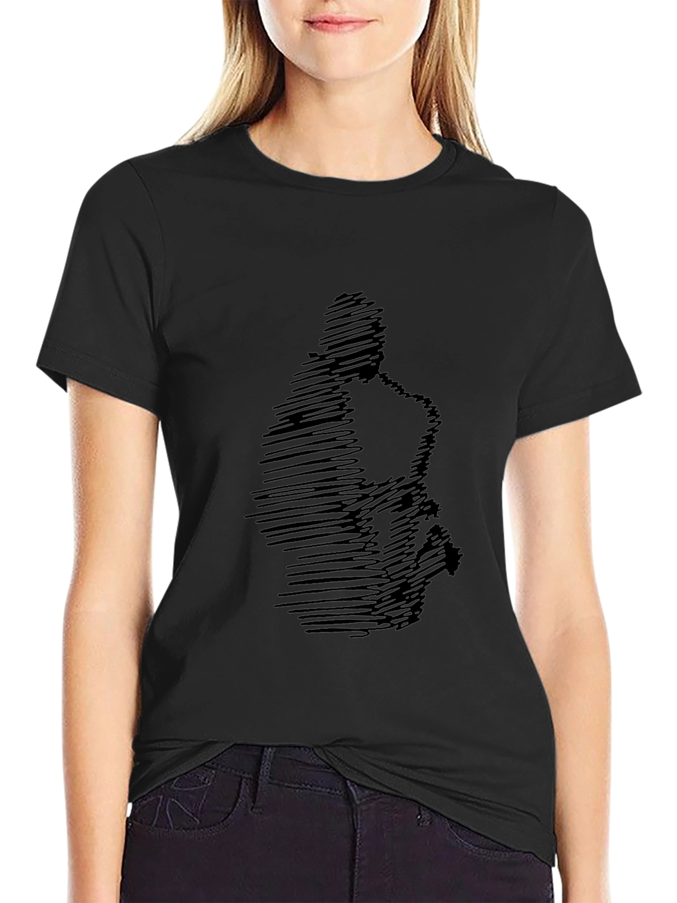 Saxophone Scribble Graphic Black T-Shirt
