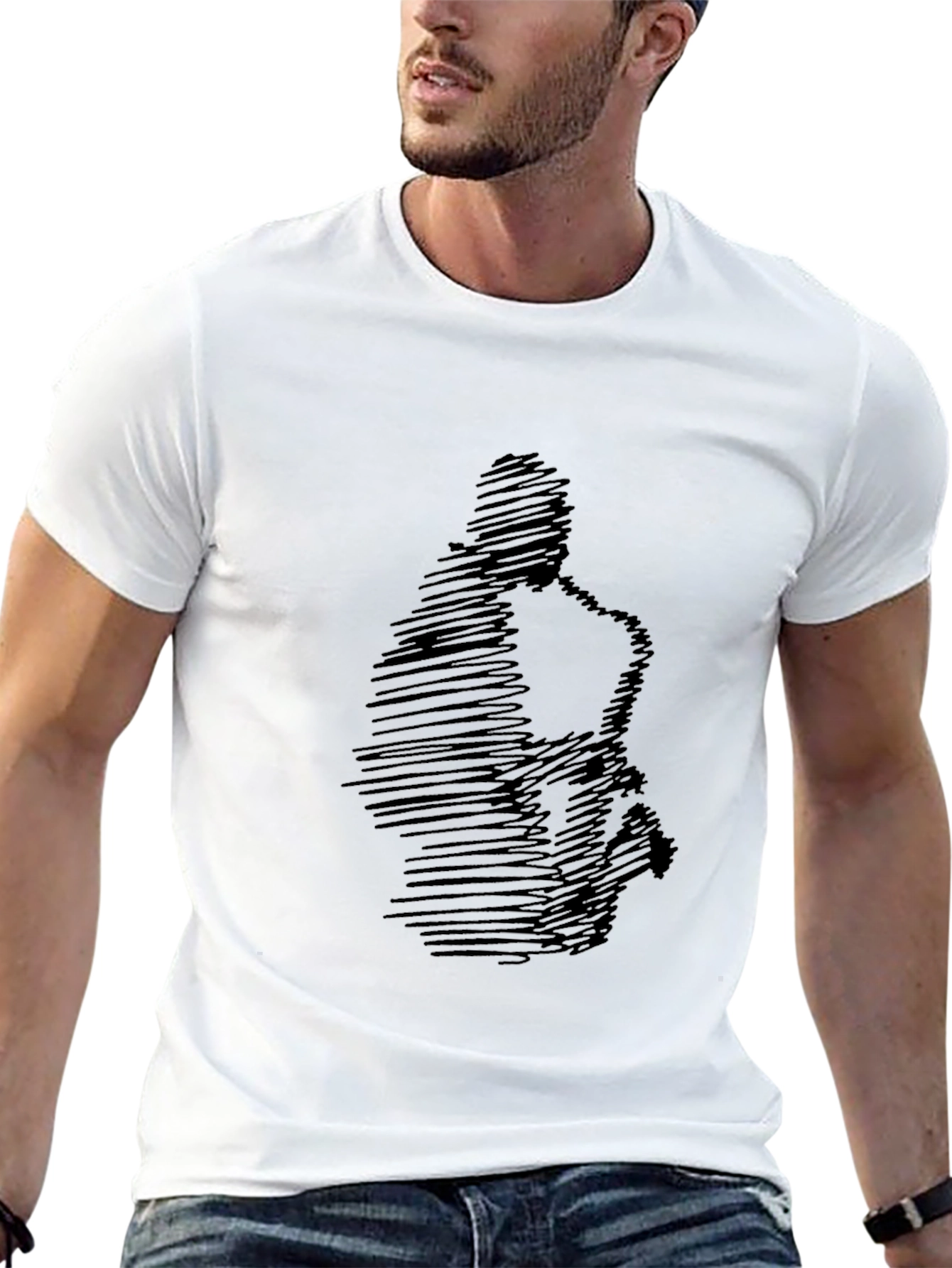 Saxophone Scribble Graphic Black T-Shirt