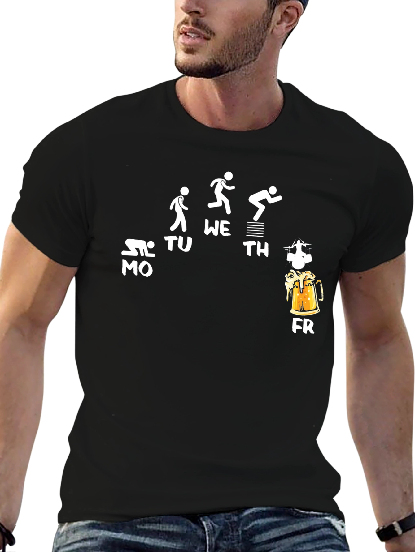 Funny Weekday Beer Run Black T-Shirt