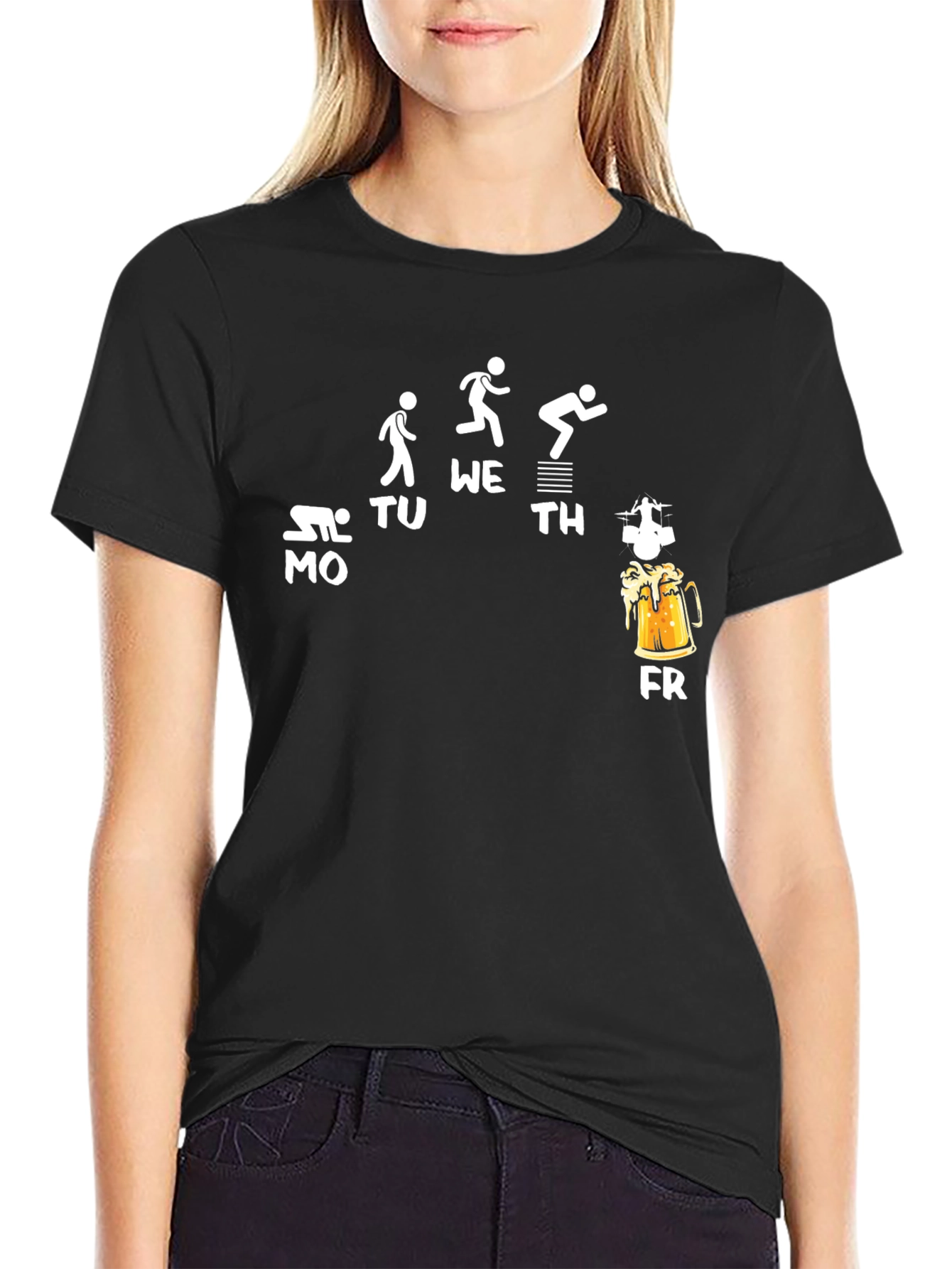 Funny Weekday Beer Run Black T-Shirt