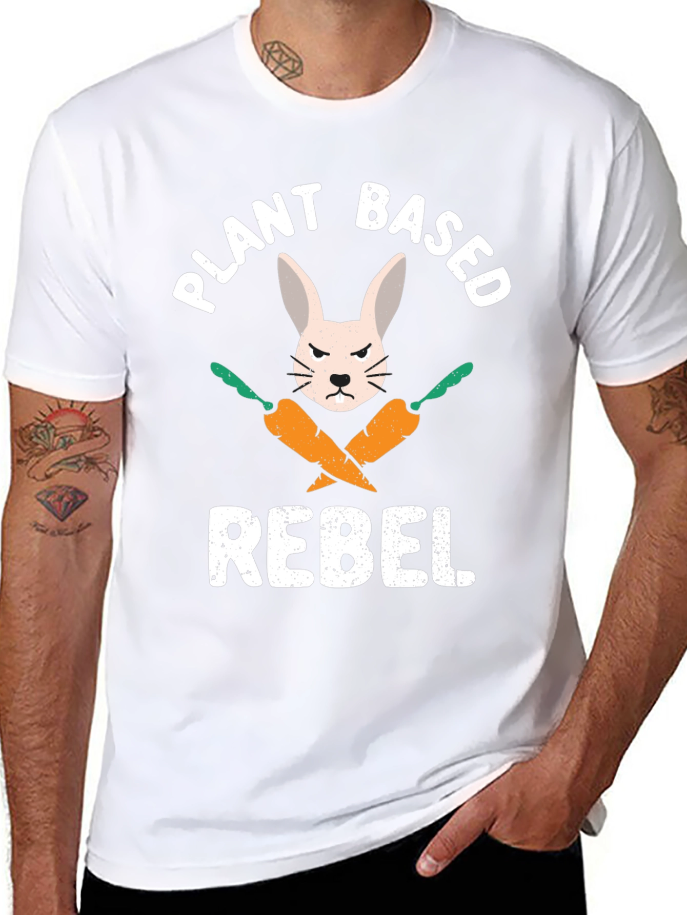 Plant Based Rebel T-Shirt - Vegan Bunny Carrot Tee