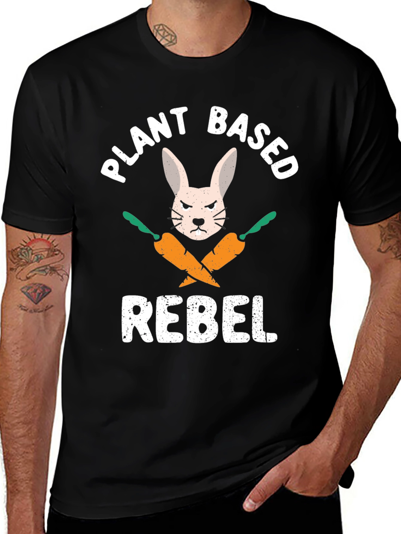 Plant Based Rebel T-Shirt - Vegan Bunny Carrot Tee