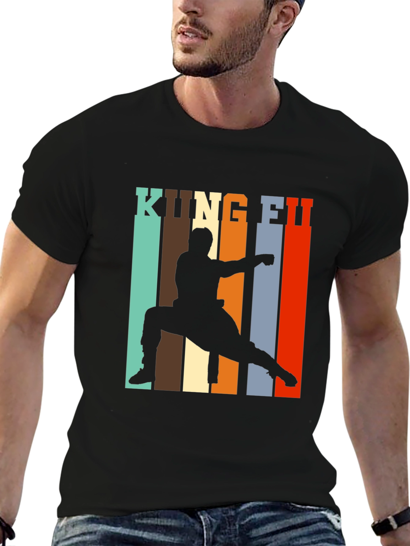 Kung Fu Silhouette Graphic Print Tee