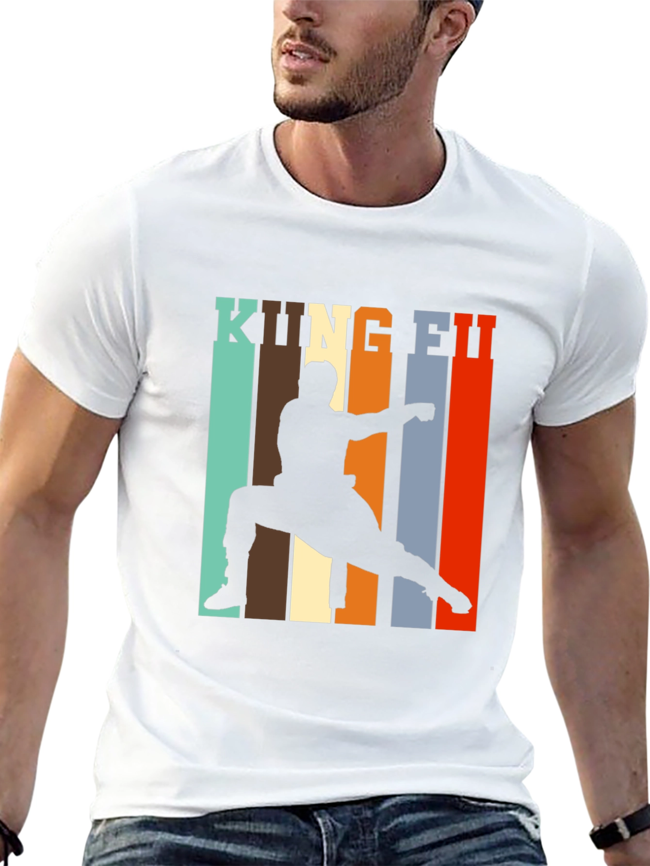 Kung Fu Silhouette Graphic Print Tee