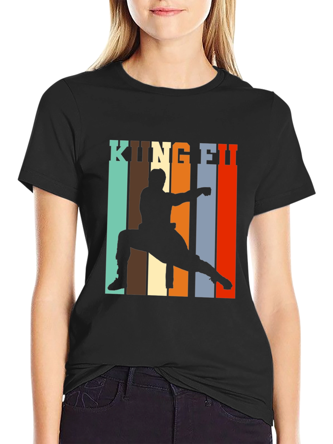 Kung Fu Silhouette Graphic Print Tee