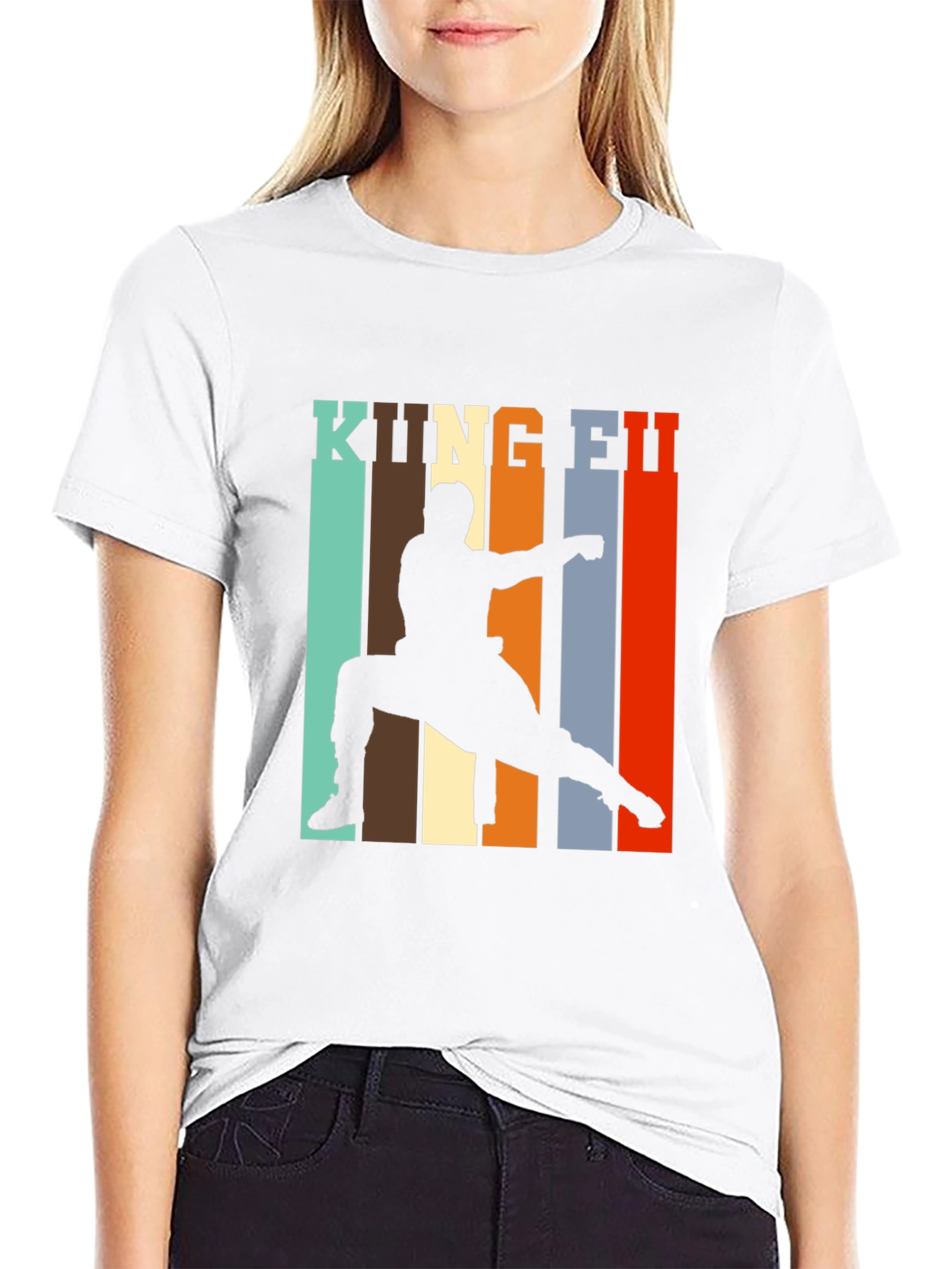 Kung Fu Silhouette Graphic Print Tee