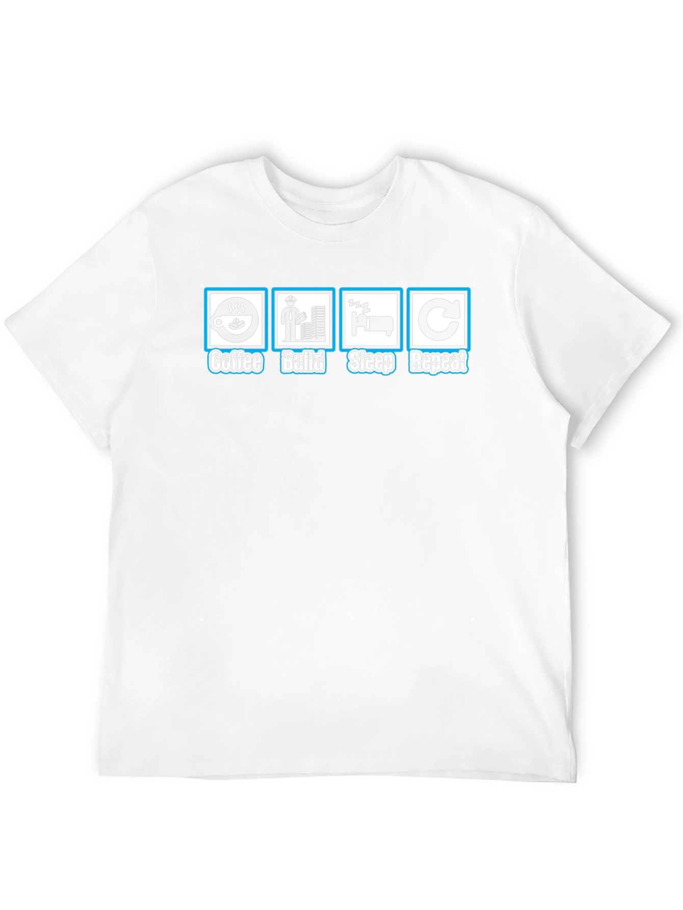 Coffee Build Sleep Repeat Black Graphic T-Shirt
