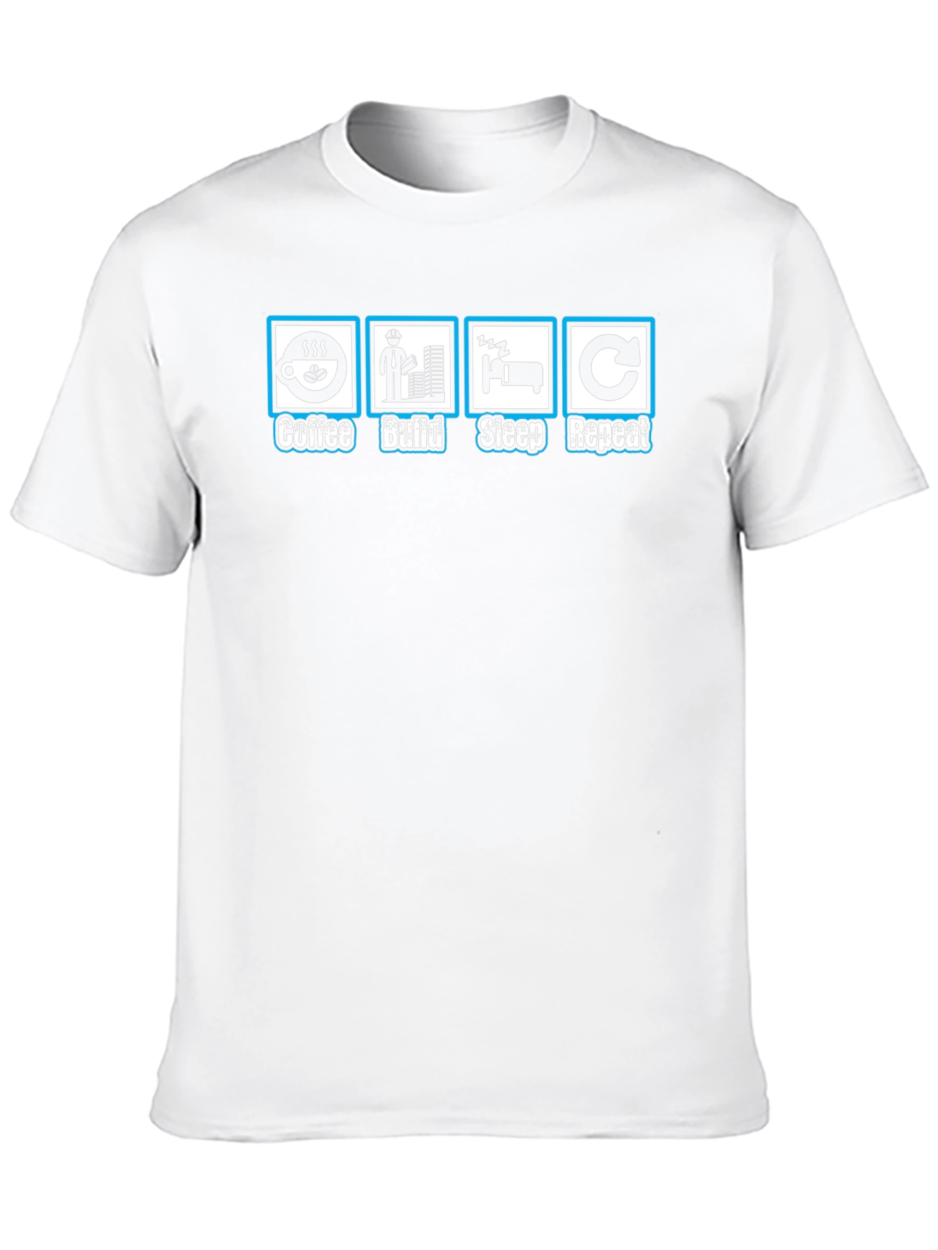 Coffee Build Sleep Repeat Black Graphic T-Shirt