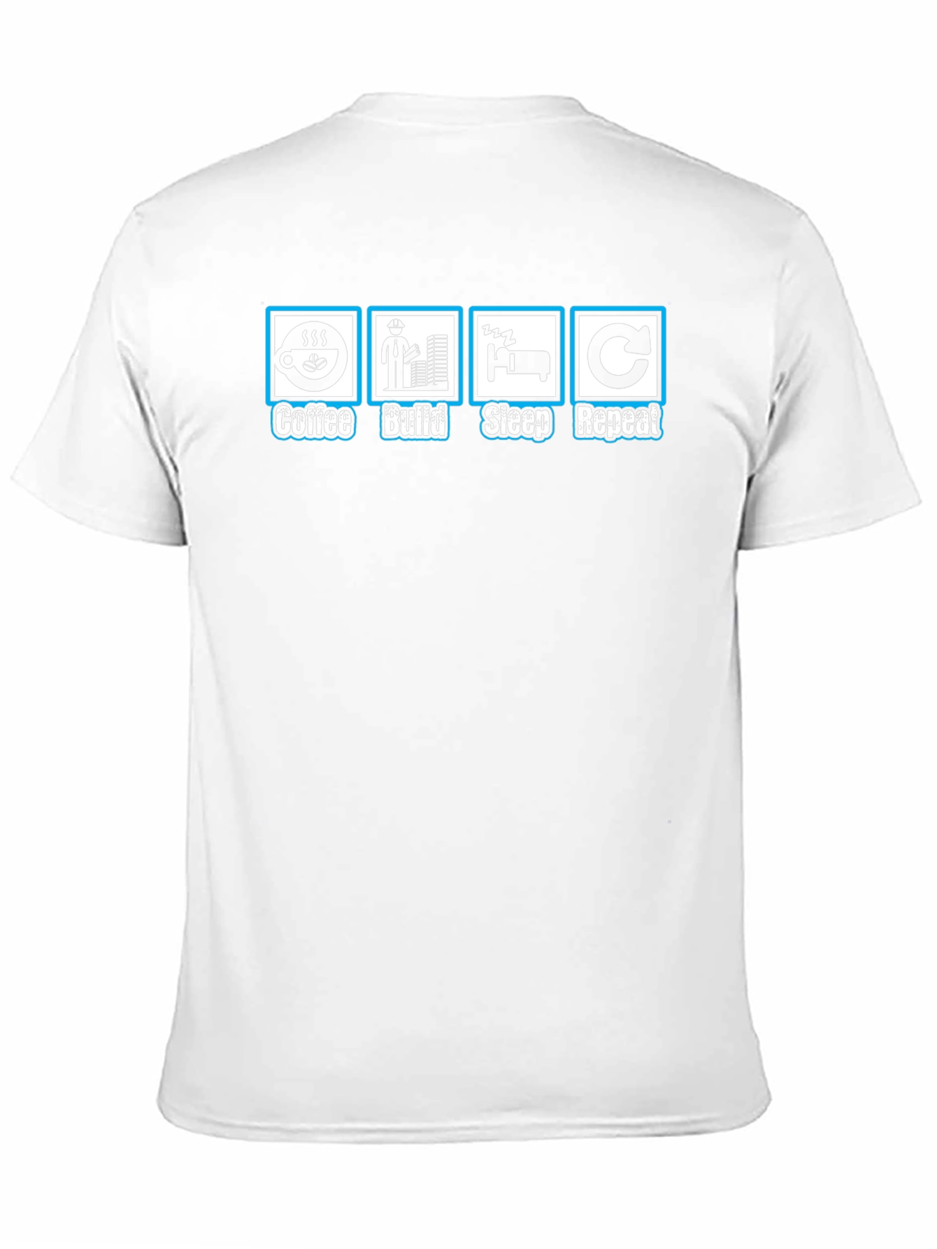 Coffee Build Sleep Repeat Black Graphic T-Shirt