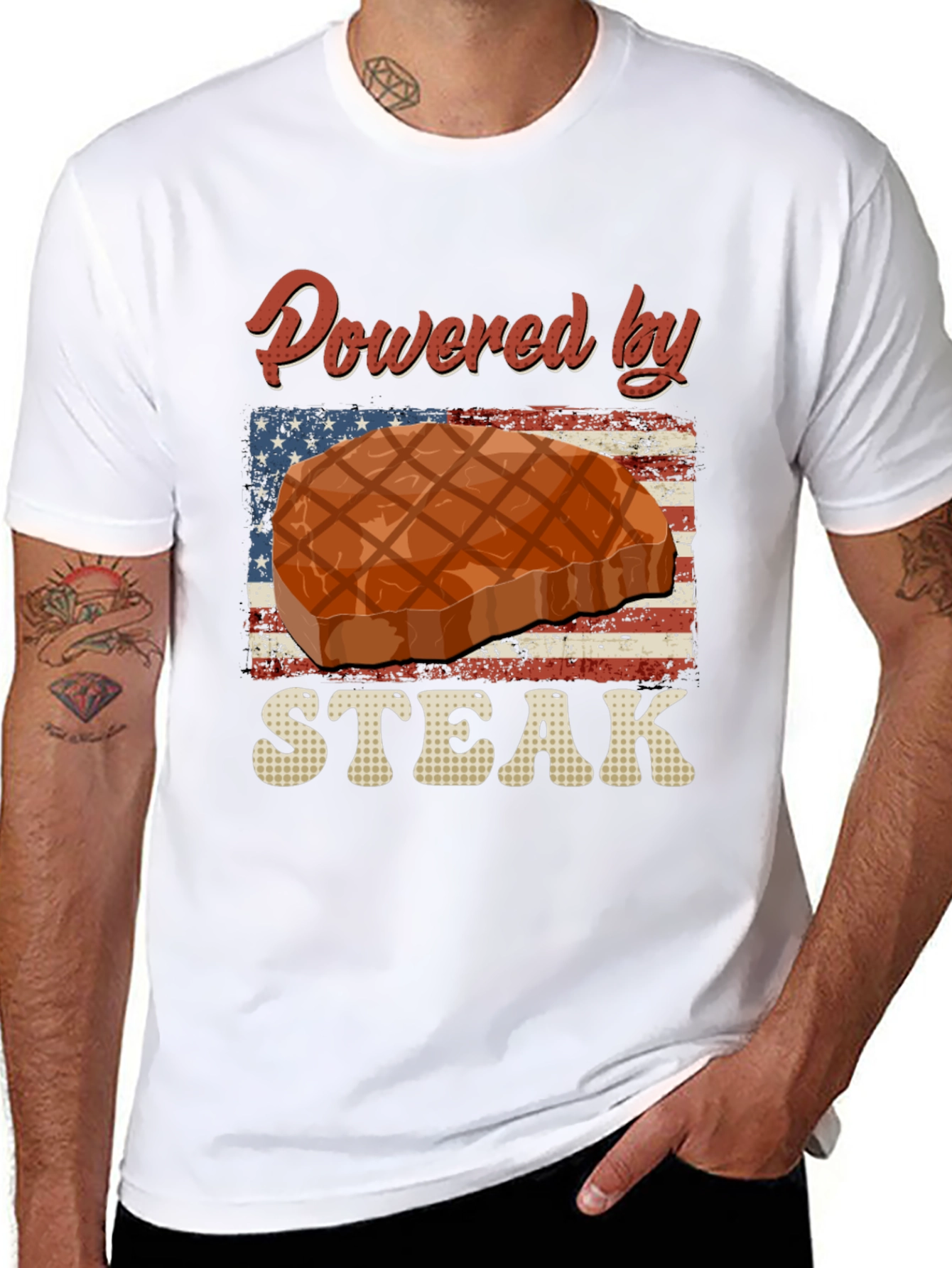 Powered By Steak Graphic T-Shirt