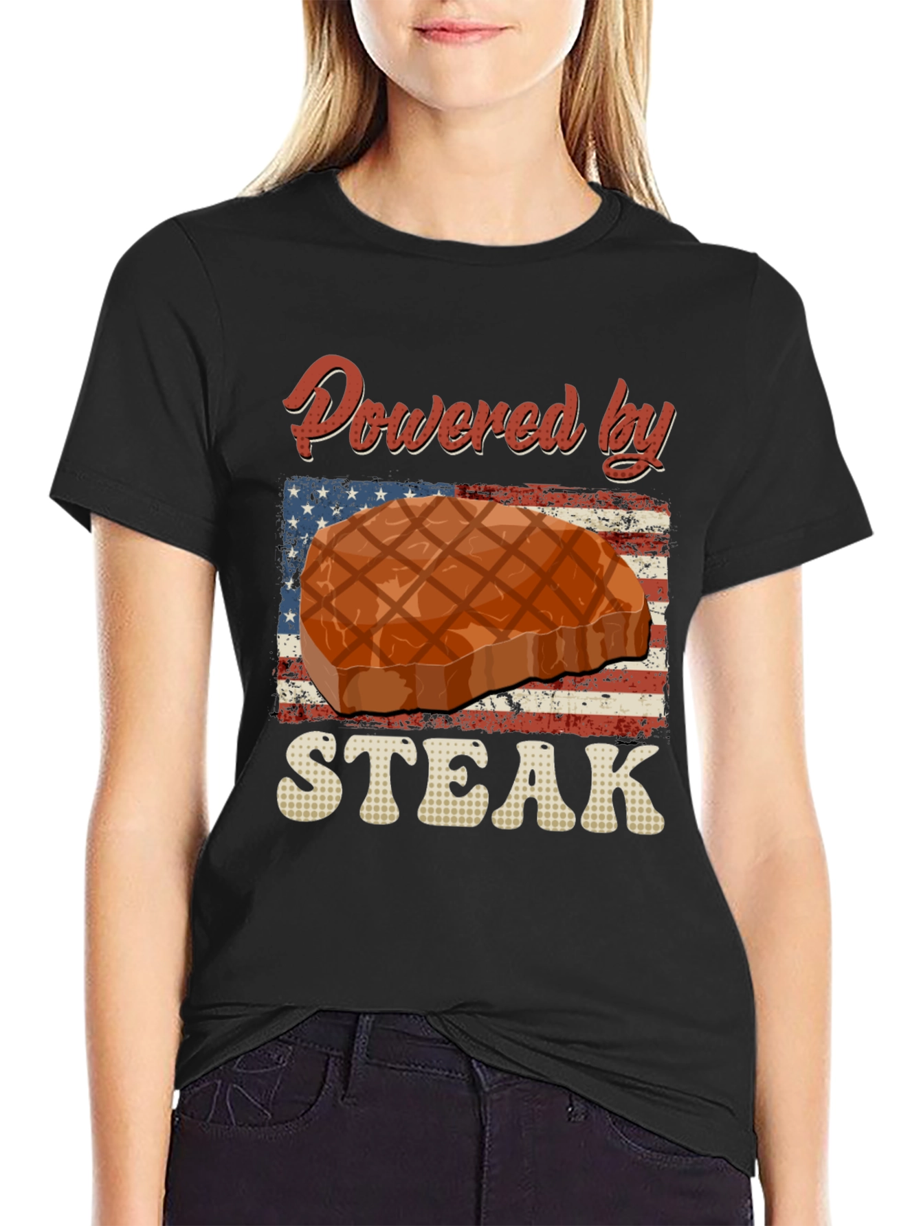 Powered By Steak Graphic T-Shirt