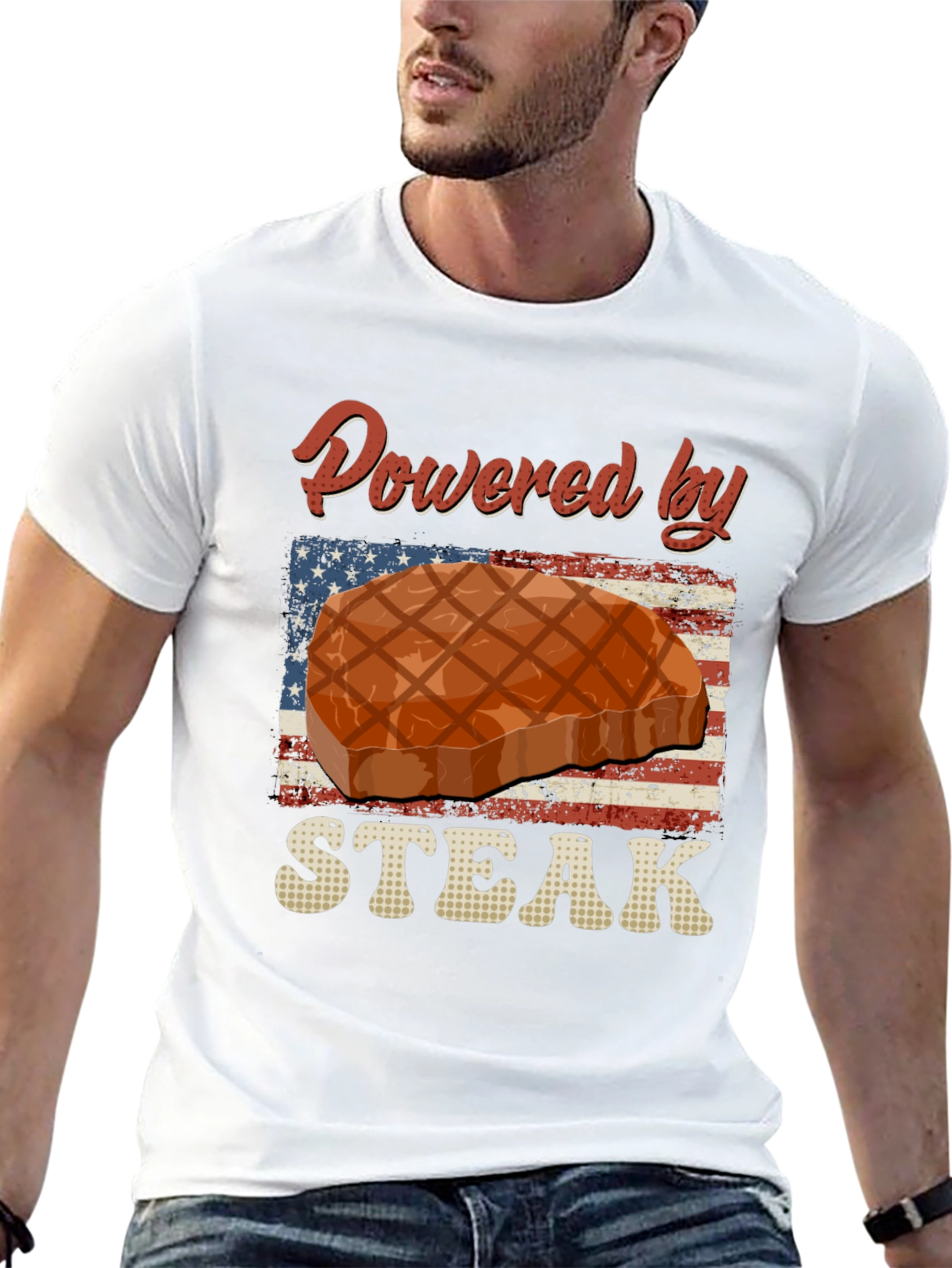 Powered By Steak Graphic T-Shirt