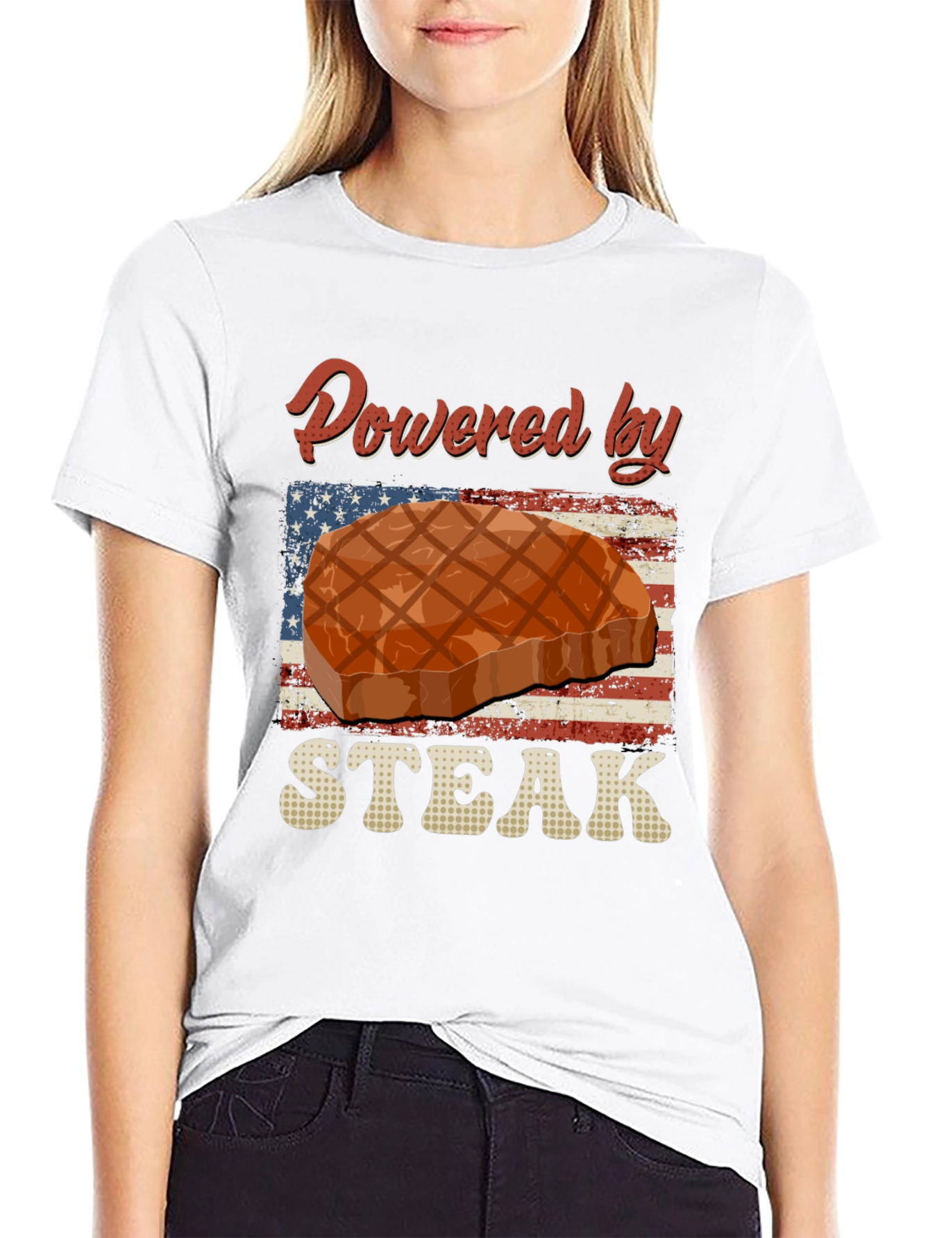 Powered By Steak Graphic T-Shirt