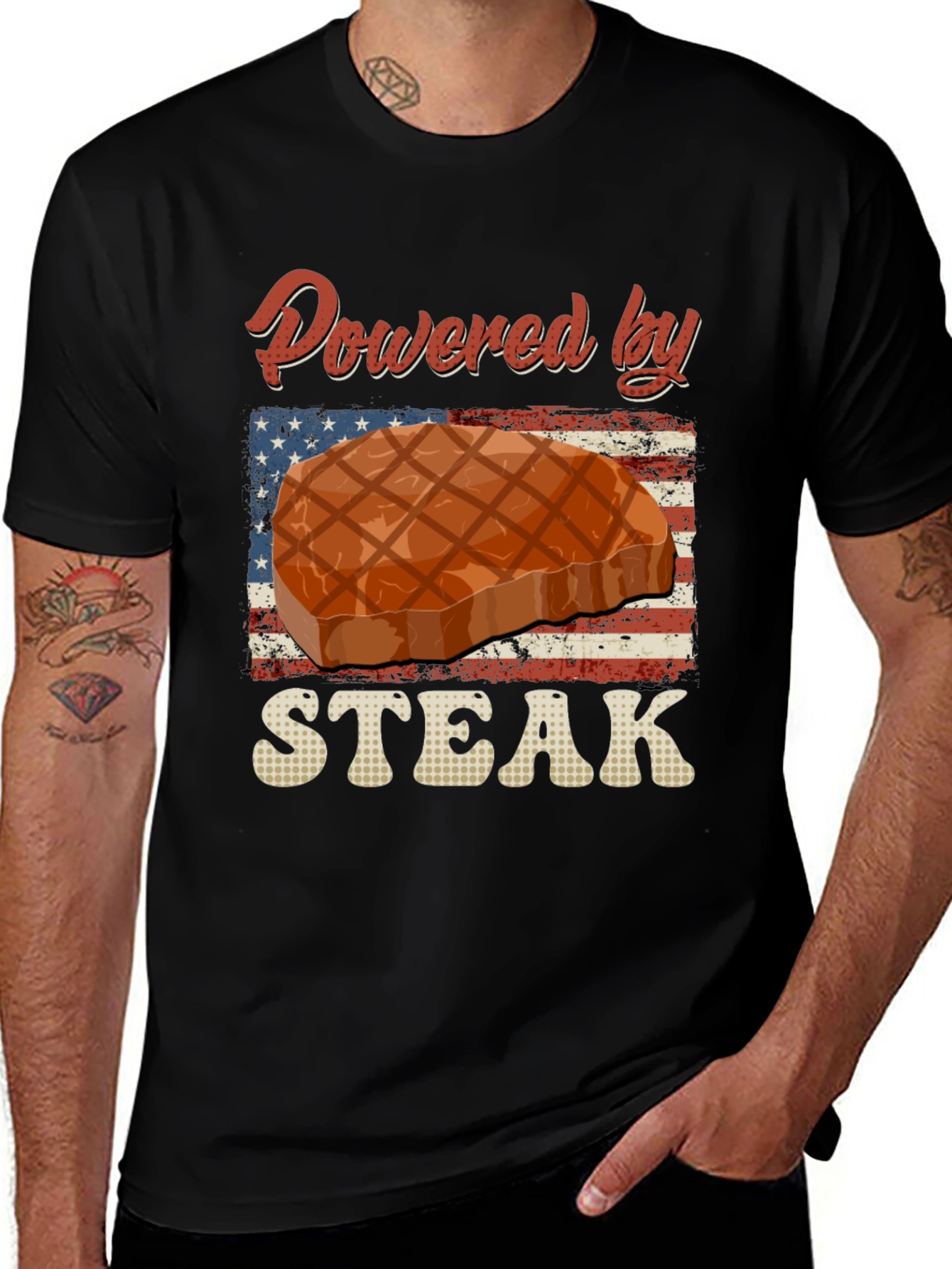Powered By Steak Graphic T-Shirt