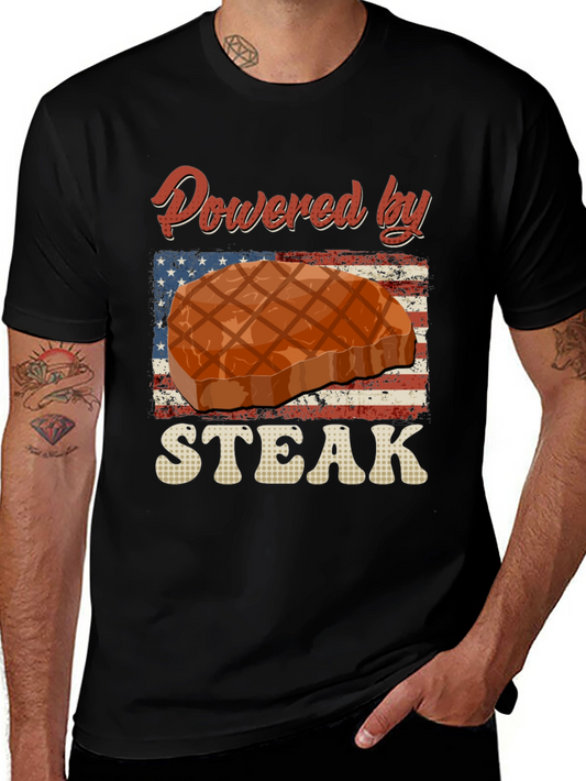 Powered By Steak Graphic T-Shirt