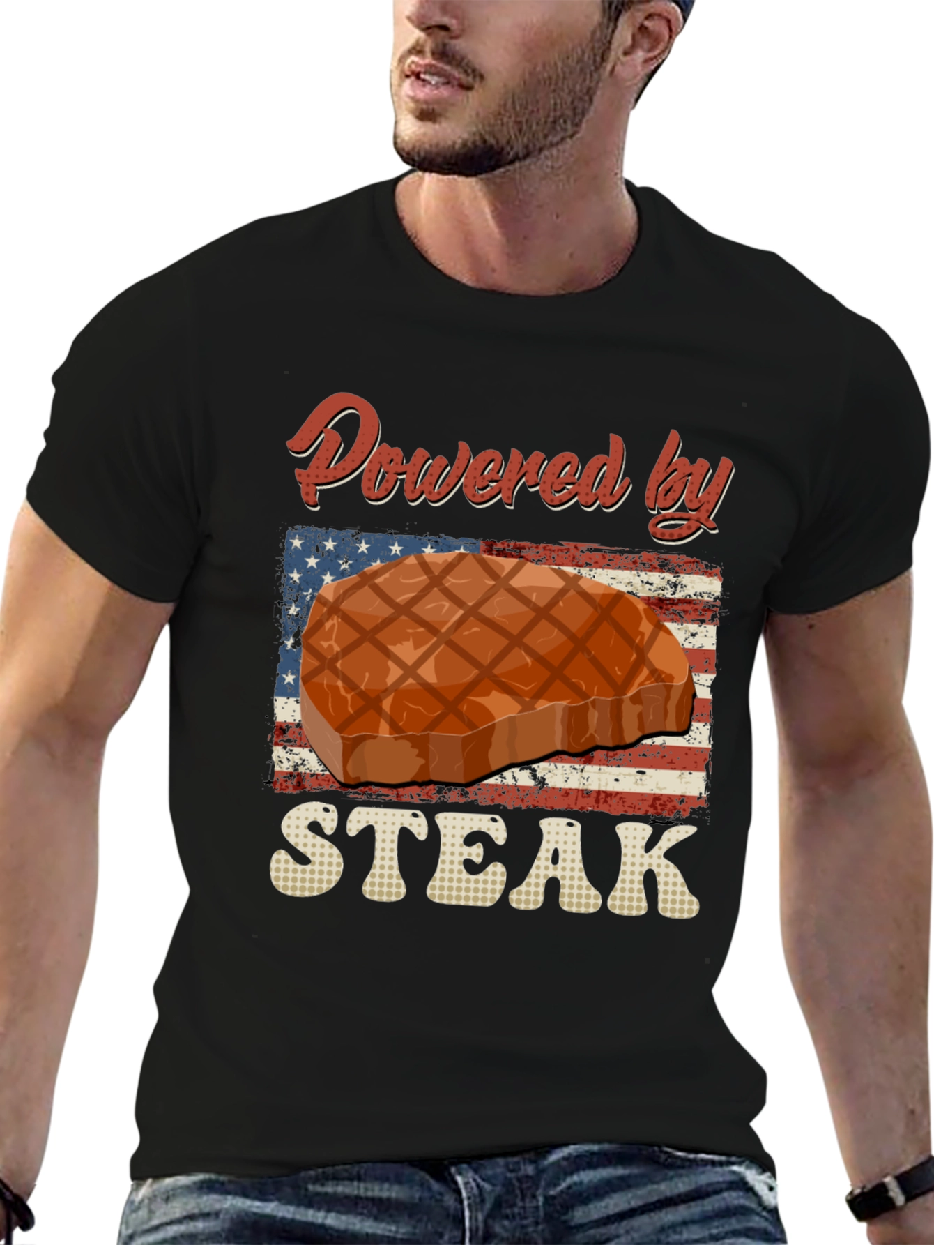 Powered By Steak Graphic T-Shirt