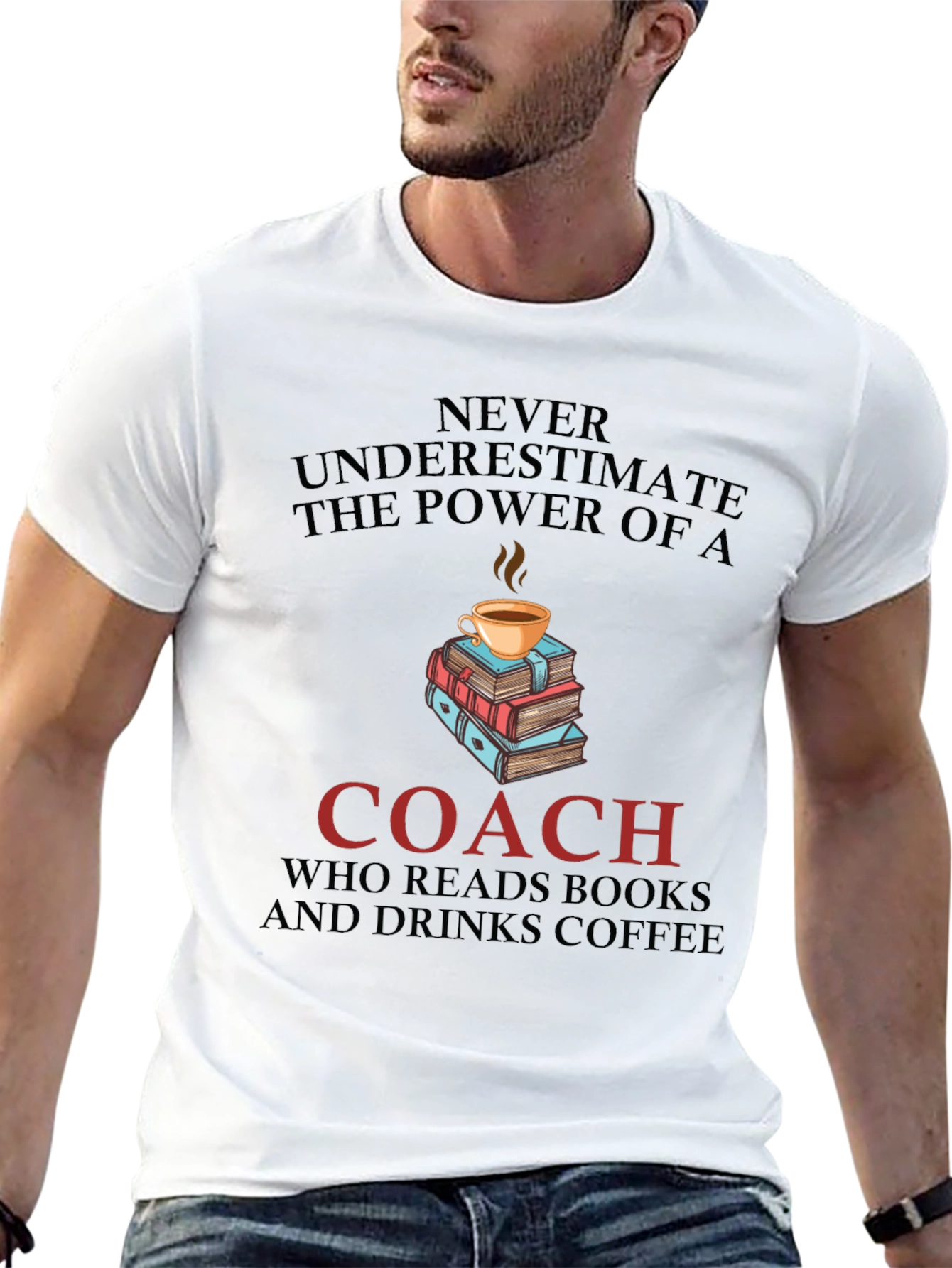 Coach Reads Books Drinks Coffee T-Shirt