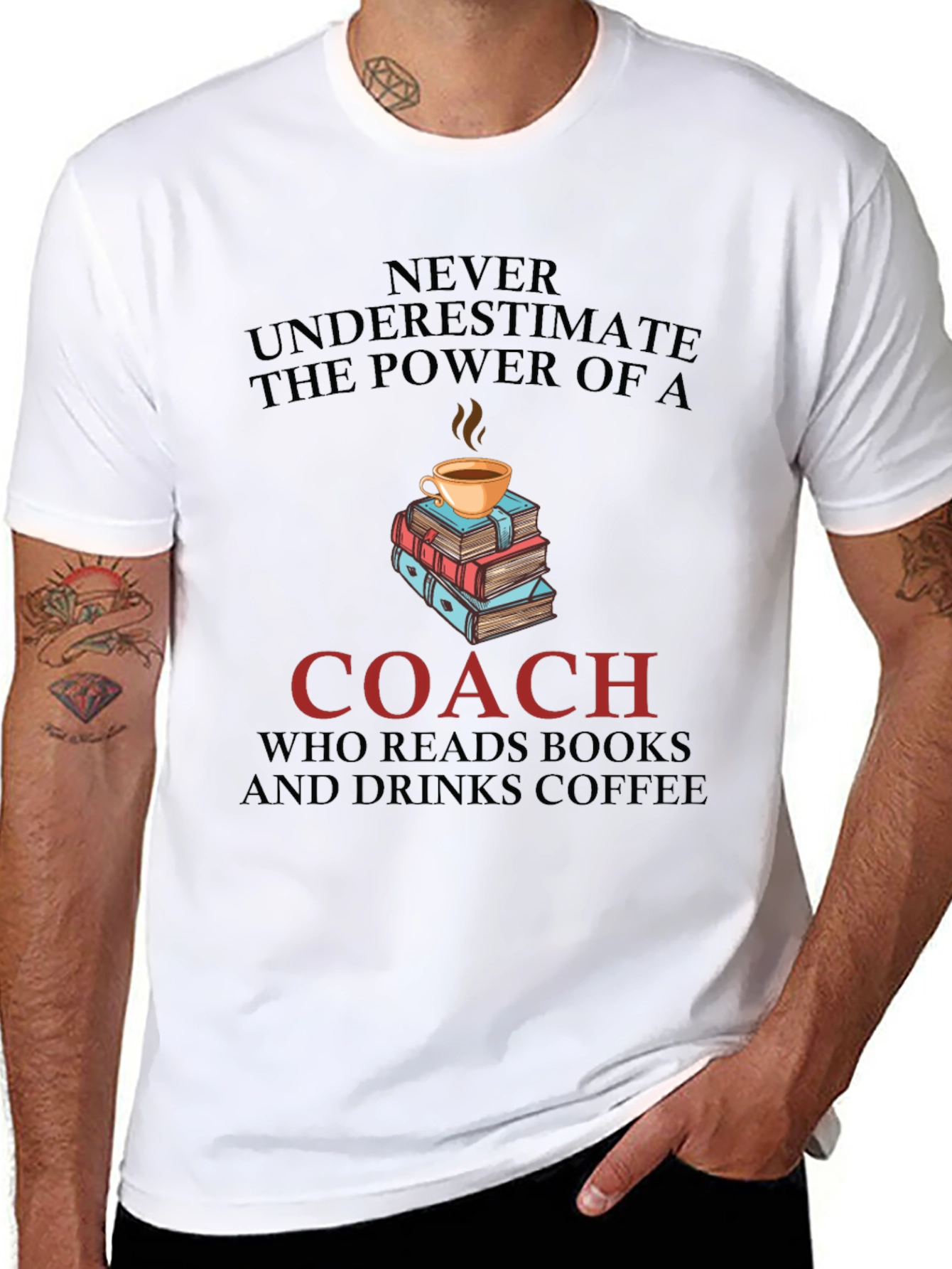 Coach Reads Books Drinks Coffee T-Shirt