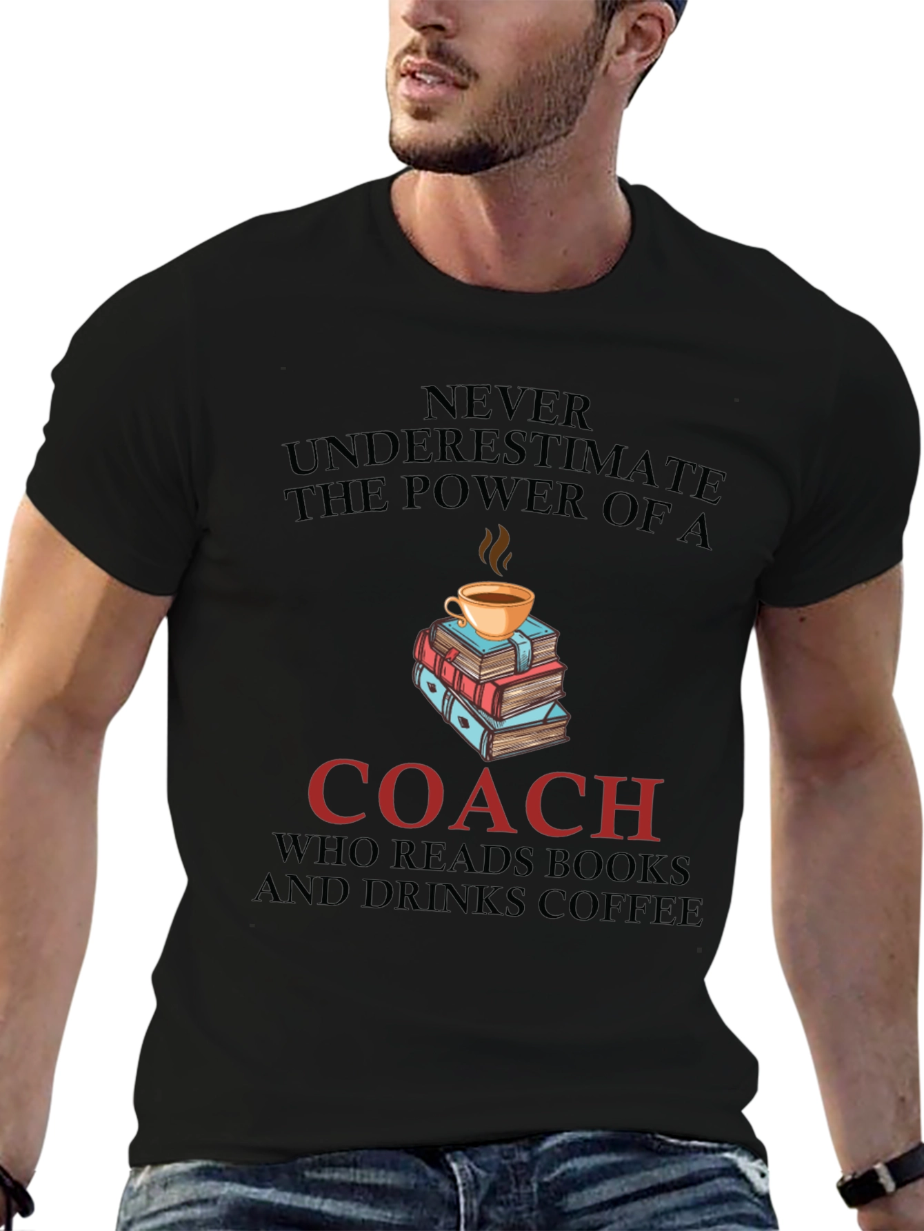 Coach Reads Books Drinks Coffee T-Shirt