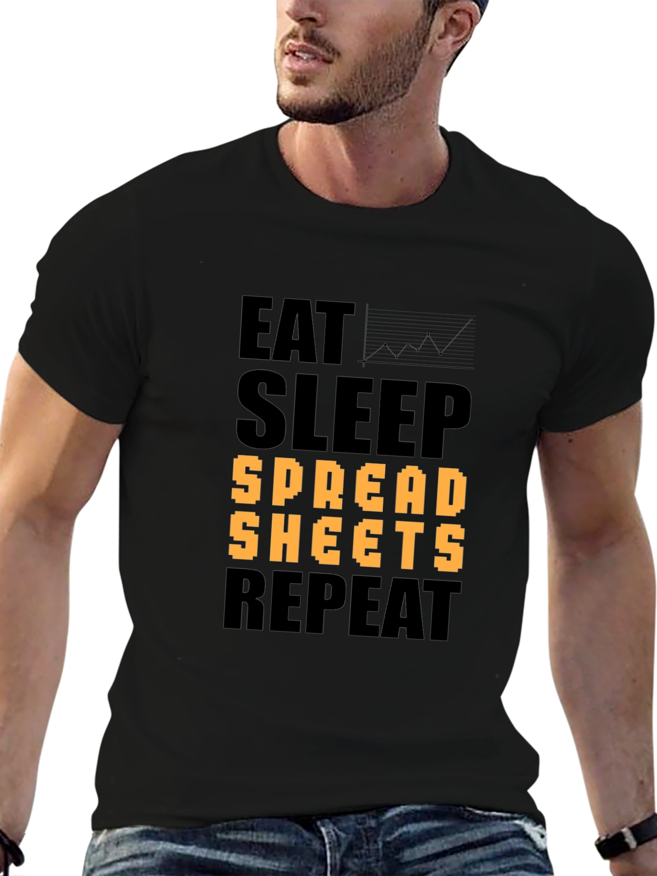 Eat Sleep Spreadsheets Repeat Black T-Shirt