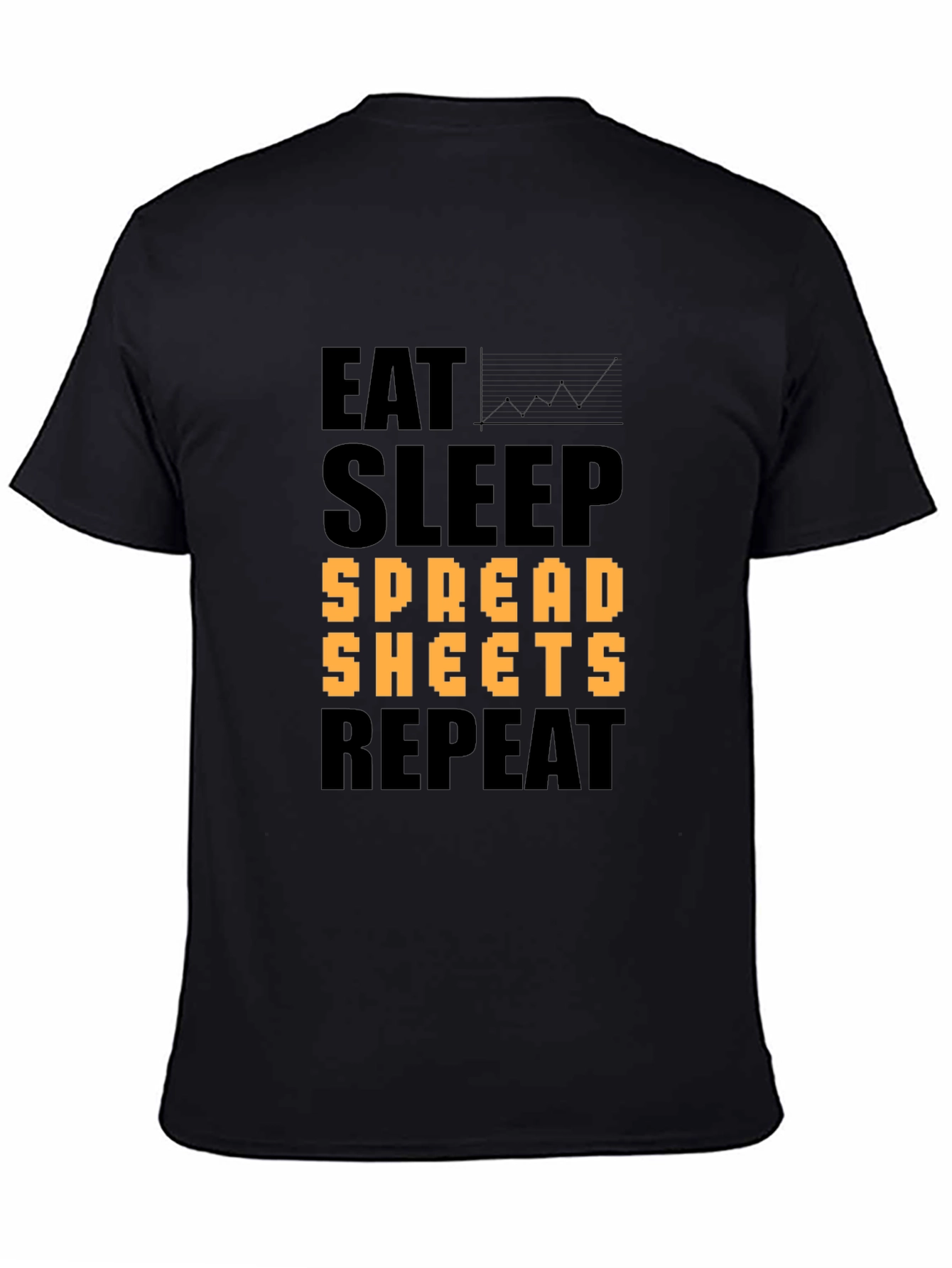 Eat Sleep Spreadsheets Repeat Black T-Shirt